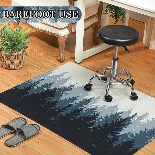 Miniatura 3 de Shellwei Tapete para silla de oficina para suelo de madera dura, tapete para silla de escritorio de bosque en acuarela, 36 x 48 pulgadas, tapete de