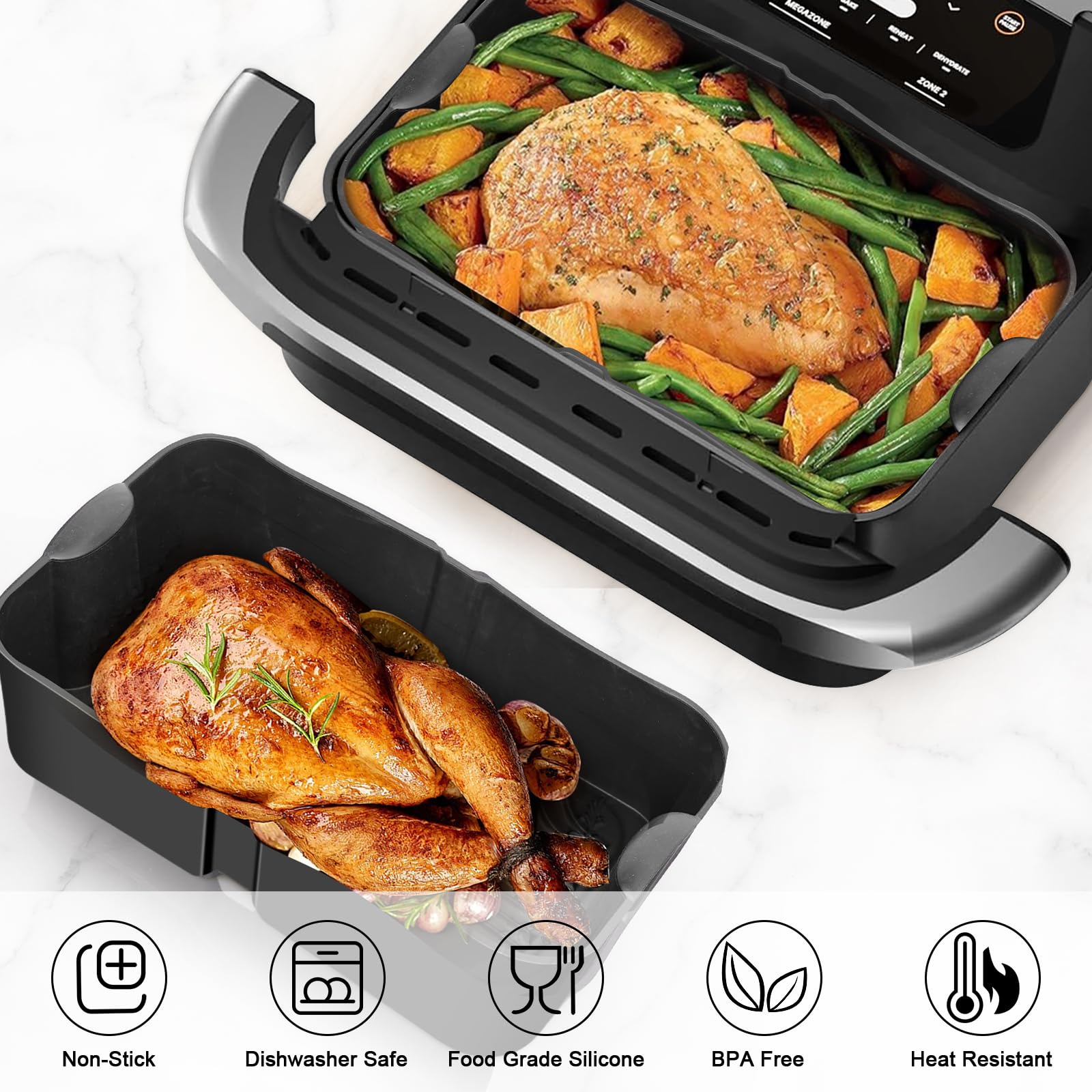 3 Pièces Moule Silicone Pour Ninja Foodi Flex Air Fryer 10,4L