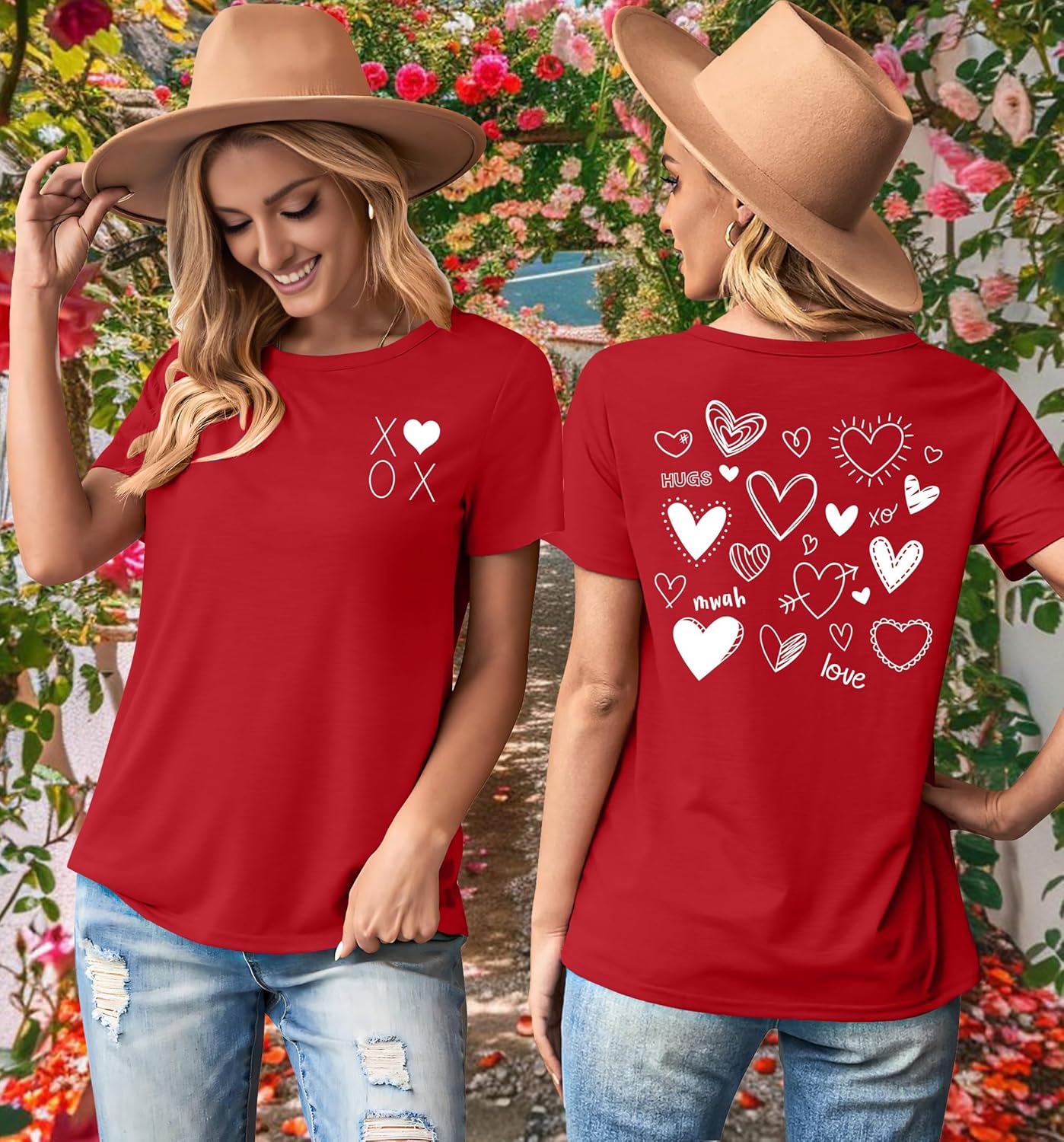 Valentines Shirts for Women: Love Heart Tshirt Red Heart Graphic Tee Casual Tops - Image 5