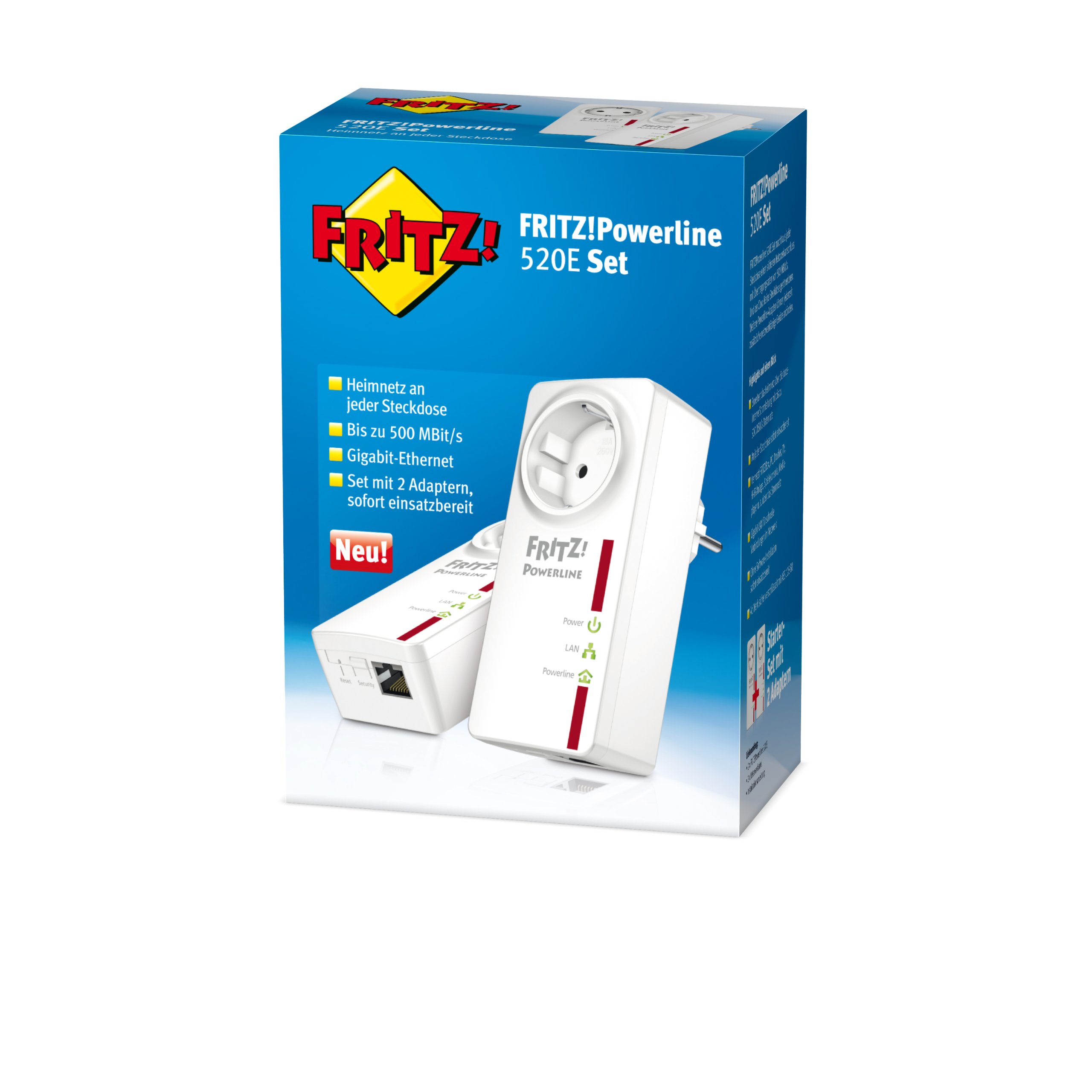 AVM FRITZ! Powerline 520E Set (500 Mbit/s, Gigabit LAN, Steckdose)