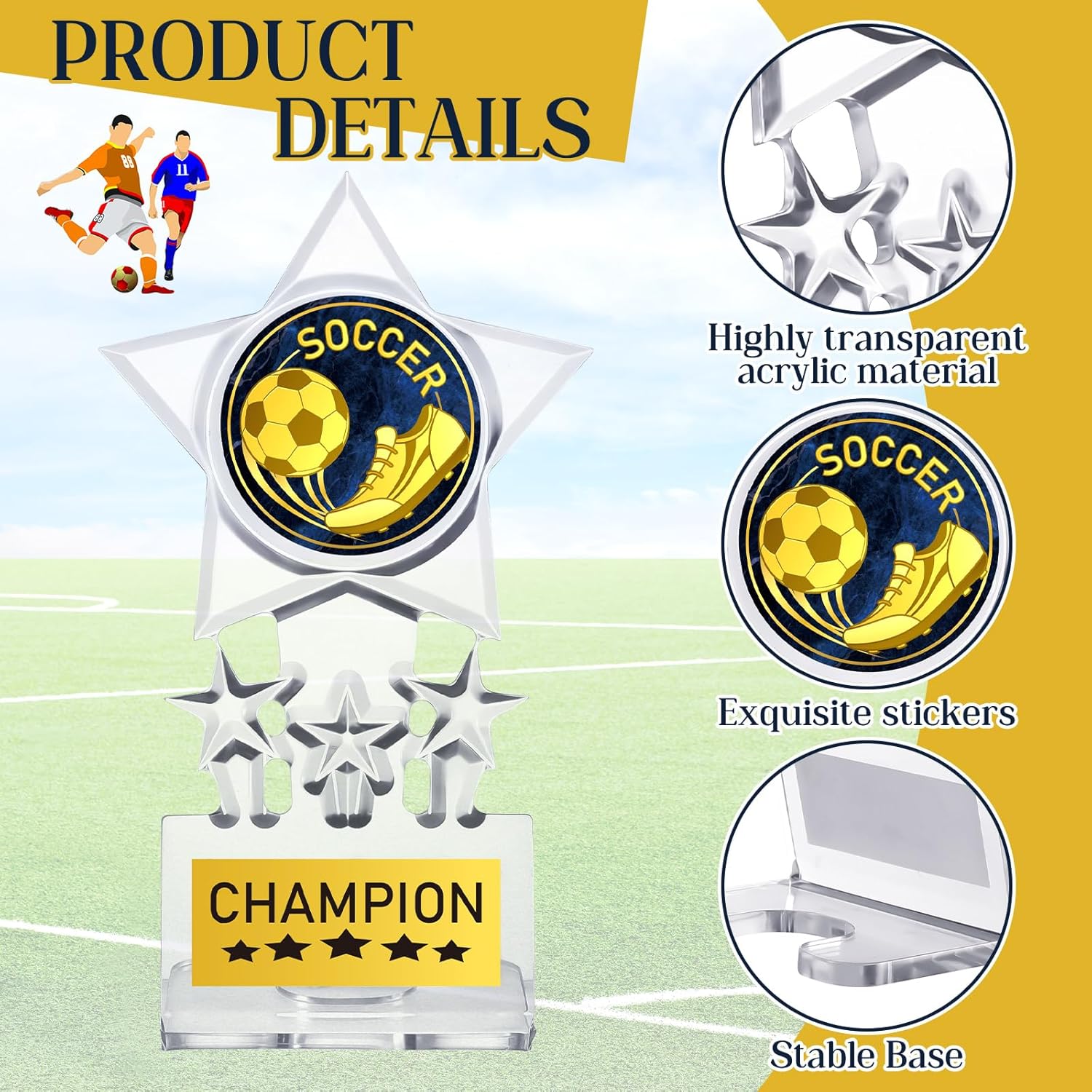 Tondiamo 12 Pcs Acrylic Champion Trophy, Winner Prizes Champion Trophies Awards for Sports Competition Prizes Souvenir Gift Decoration