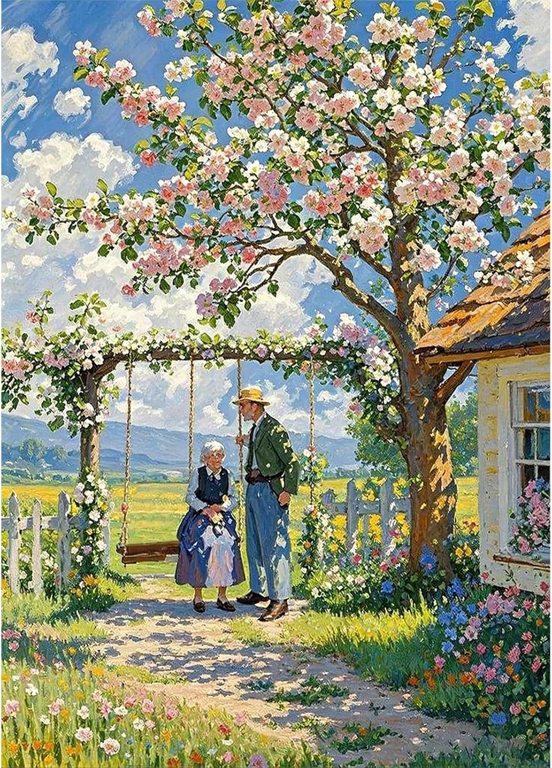 Old Couple Diamond Art Kits for Adults, 5D DIY Diamond Painting Kits for Beginners, Diamond Dots Art Kits Full Drill Round Rhinestone Gem Art Grow Old Together for Home Wall Decor 11.8X15.7inch