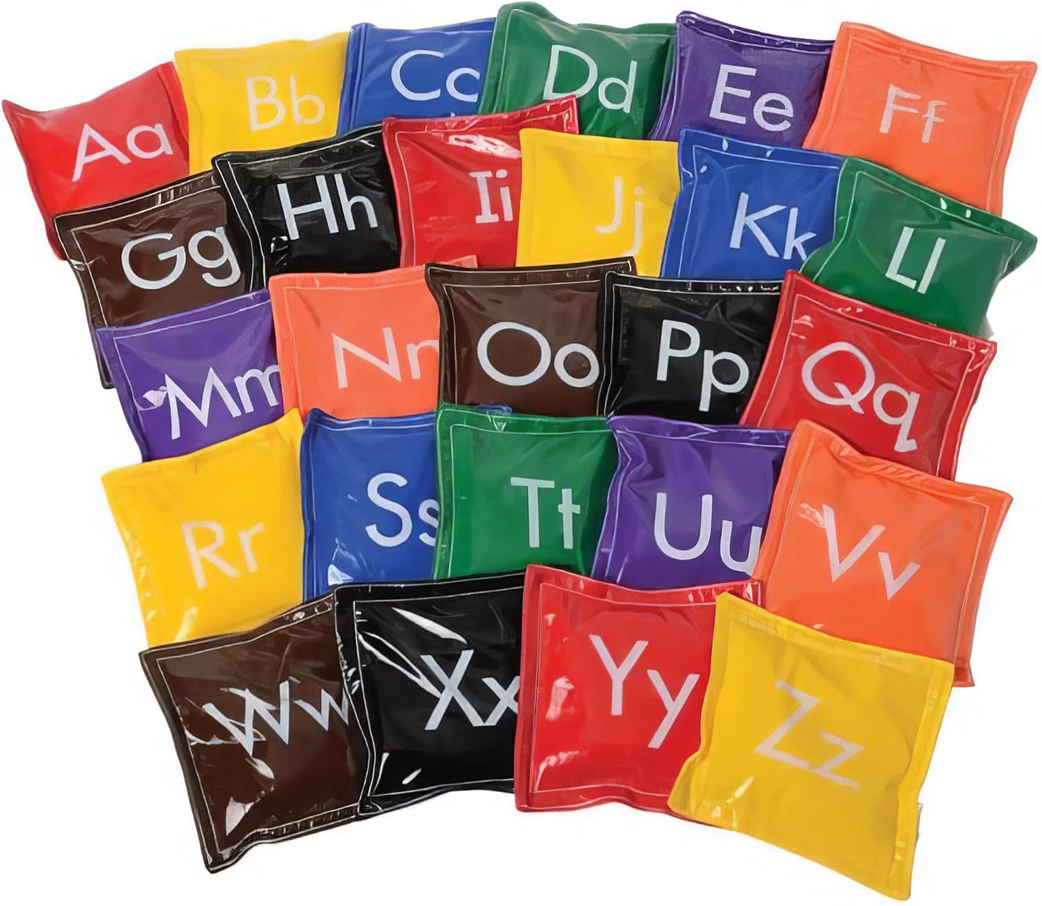 Constructive Playthings Alphabet Bean Bag Set for All Ages, 26 Vinyl Bean Bags with Uppercase and Lowercase Letters, Learning Toy for Letter Recognition