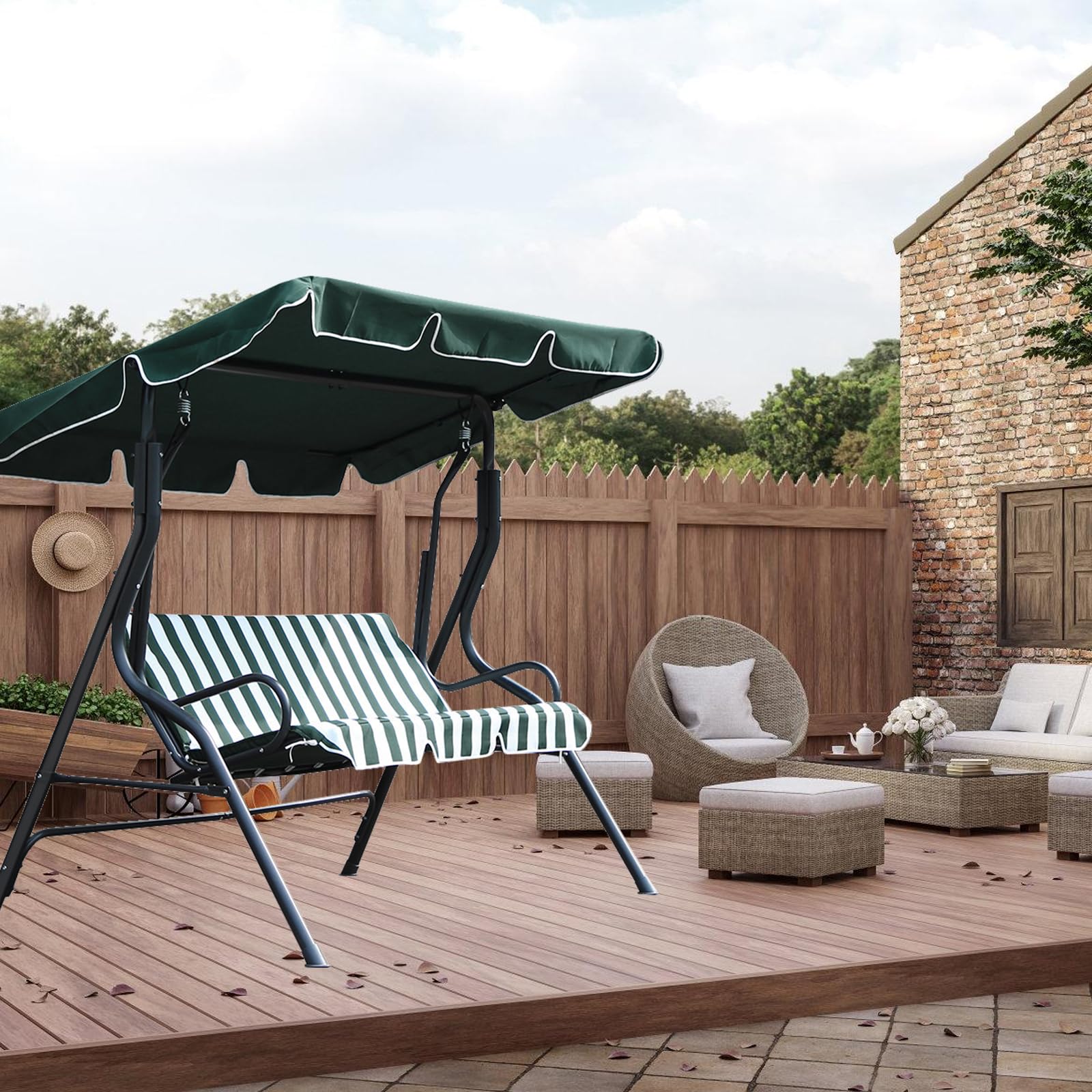 Auvent Universel pour Balancelle Hollywoodienne, Toit De Rechange Universel, Pare-Soleil Universel, Housse De Toit De Rechange Toit De Balancelle Universal 195 * 125 * 15cm(Vert)