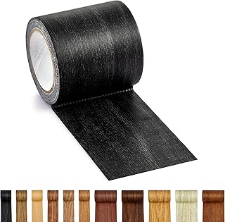 ECOHomes Wood Grain Repair Tape - Self Adhesive Brown Wood Colored Tape for Furniture Repair | Peel & Stick Veneer Strips Trim, Woodgrain Duct Tape for Furniture, Vinyl Floor, Door Patch Kit (Black)