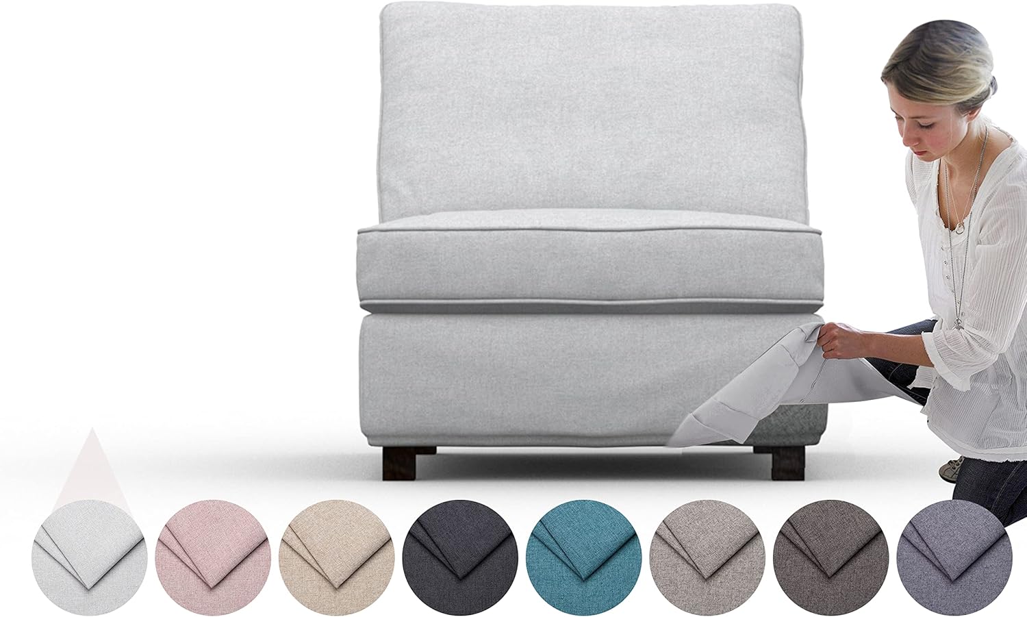 comfortly | Cover for KIVIK 1 Seat Section, Replacement Slipcover, Heavy Duty 3 pcs Cover, Pets and Stain Proof Durable Nano-Tech Fabric, Easy to Clean & Replace (Cashmere Blends - Silver)