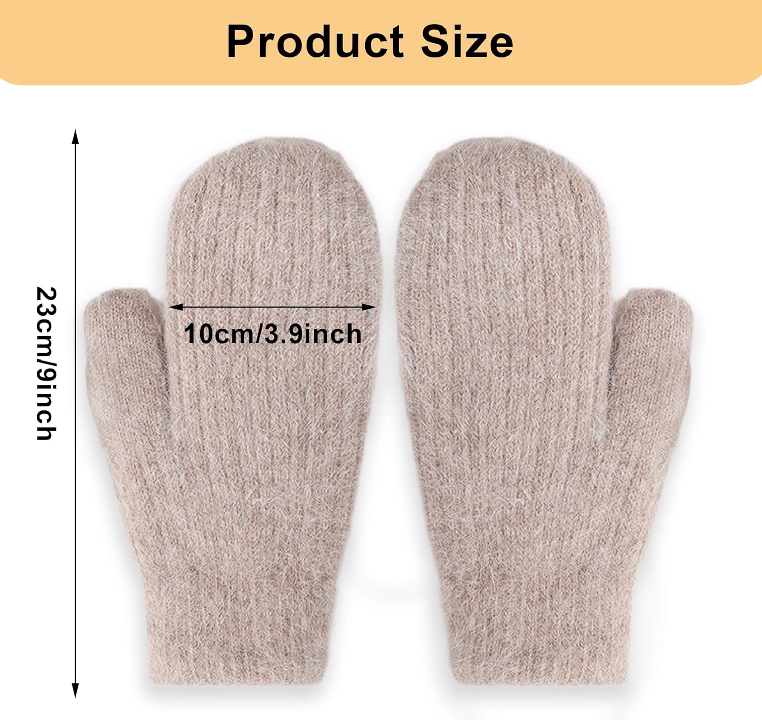 Women Winter Warm Mittens - Fashionable Stretchy Knit Gloves Cold Weather Soft Faux Rabbit Fur Mittens - Image 2