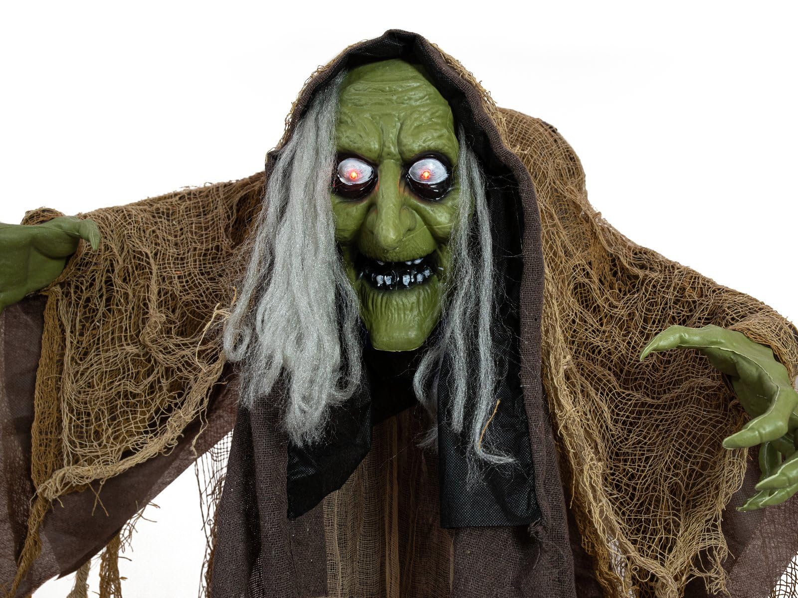 Figura de Bruja jorobada, Animada, 145 cm, Figura Animada con Efecto de luz y Sonido (Funciona con Pilas y USB)