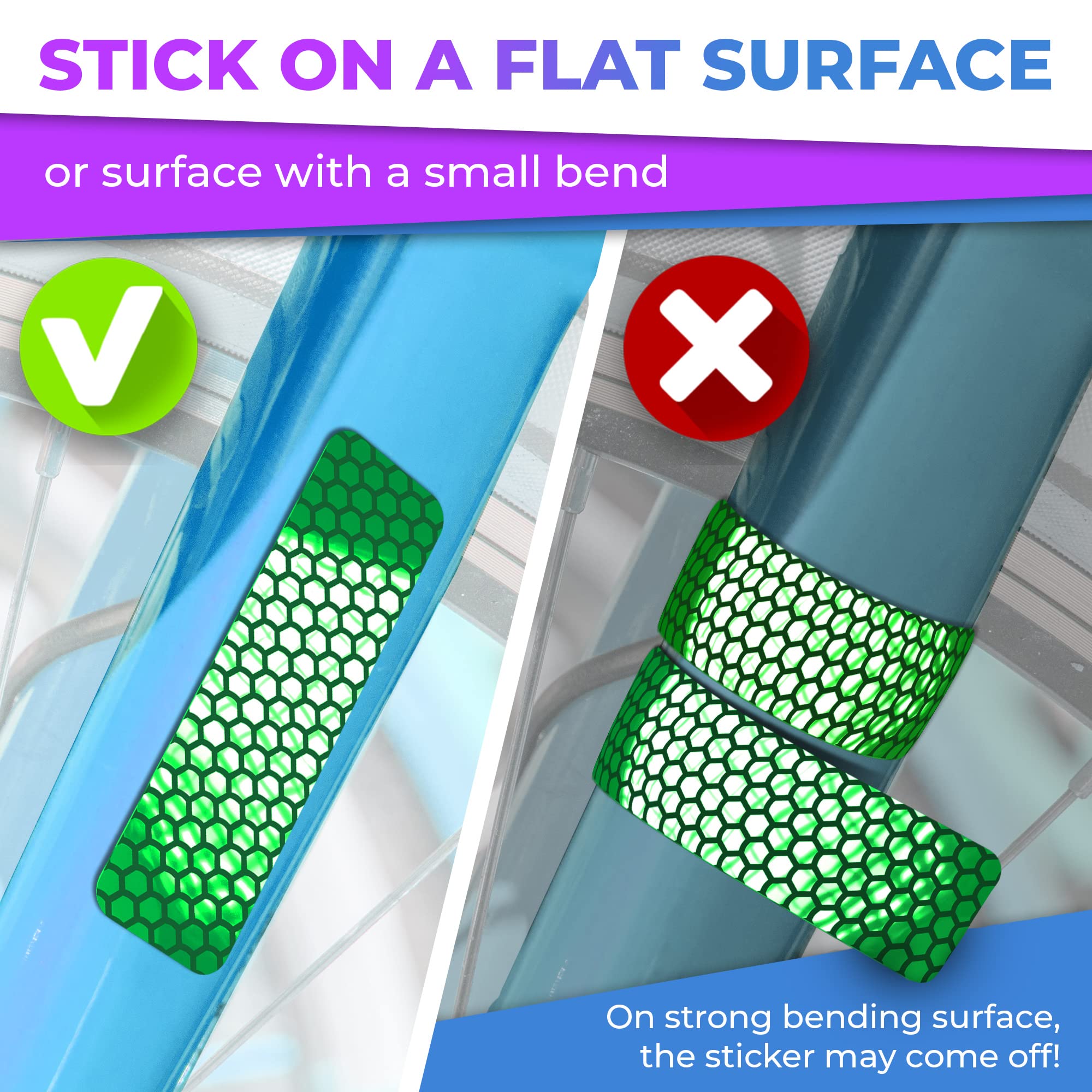 LOOM Reflecterende stickerset (6 stuks briljant-grijs) • Nachtveiligheid Waterdichte zelfklevende stickers voor helmen, skateboard, fiets, scooter, e -bike, motorfiets en kinderwagens • heldere kleuren