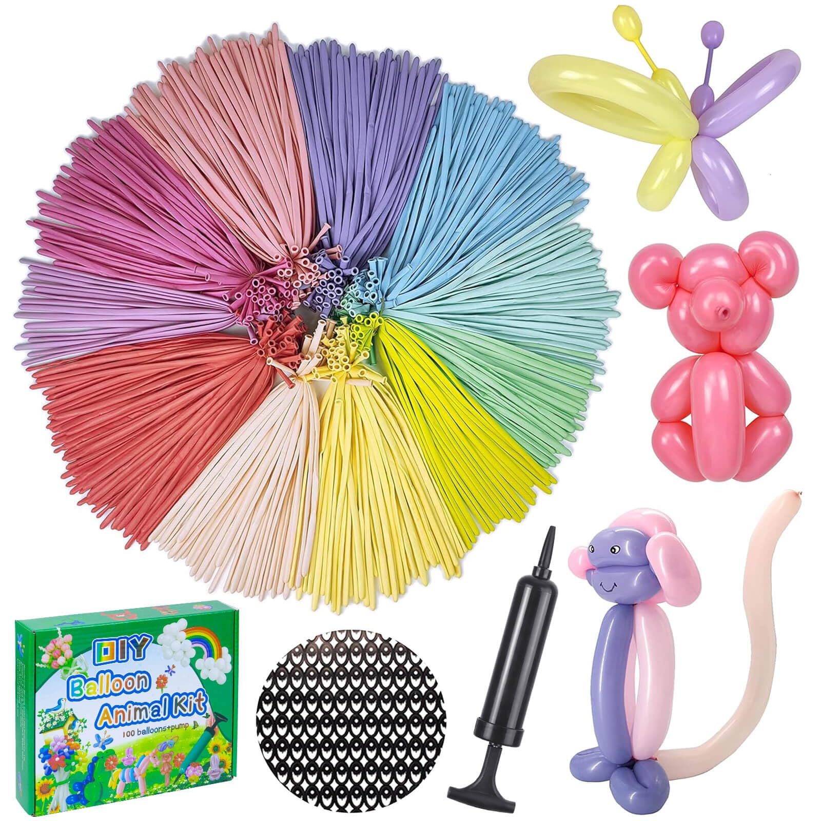 260 Balloons with Pump, Premium Long Latex Twisting Balloons animal kit, Birthday Gifts for Girls and Boys Arts and Crafts Pastel Color 100Pcs