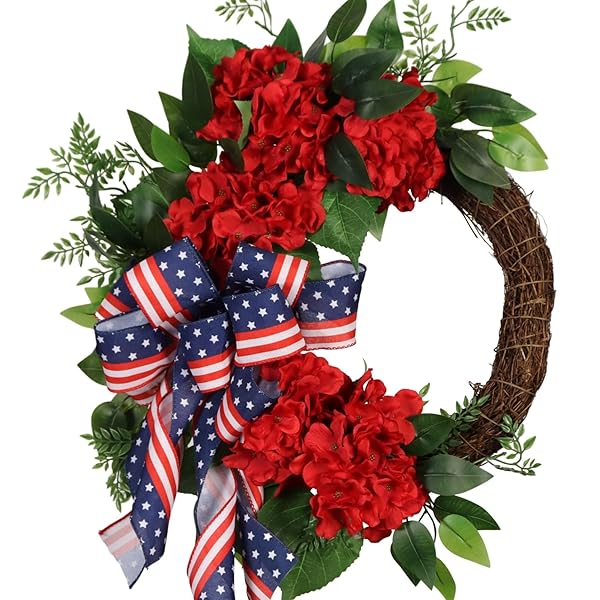 Classic Patriotic Wreath with Lush Hydrangeas