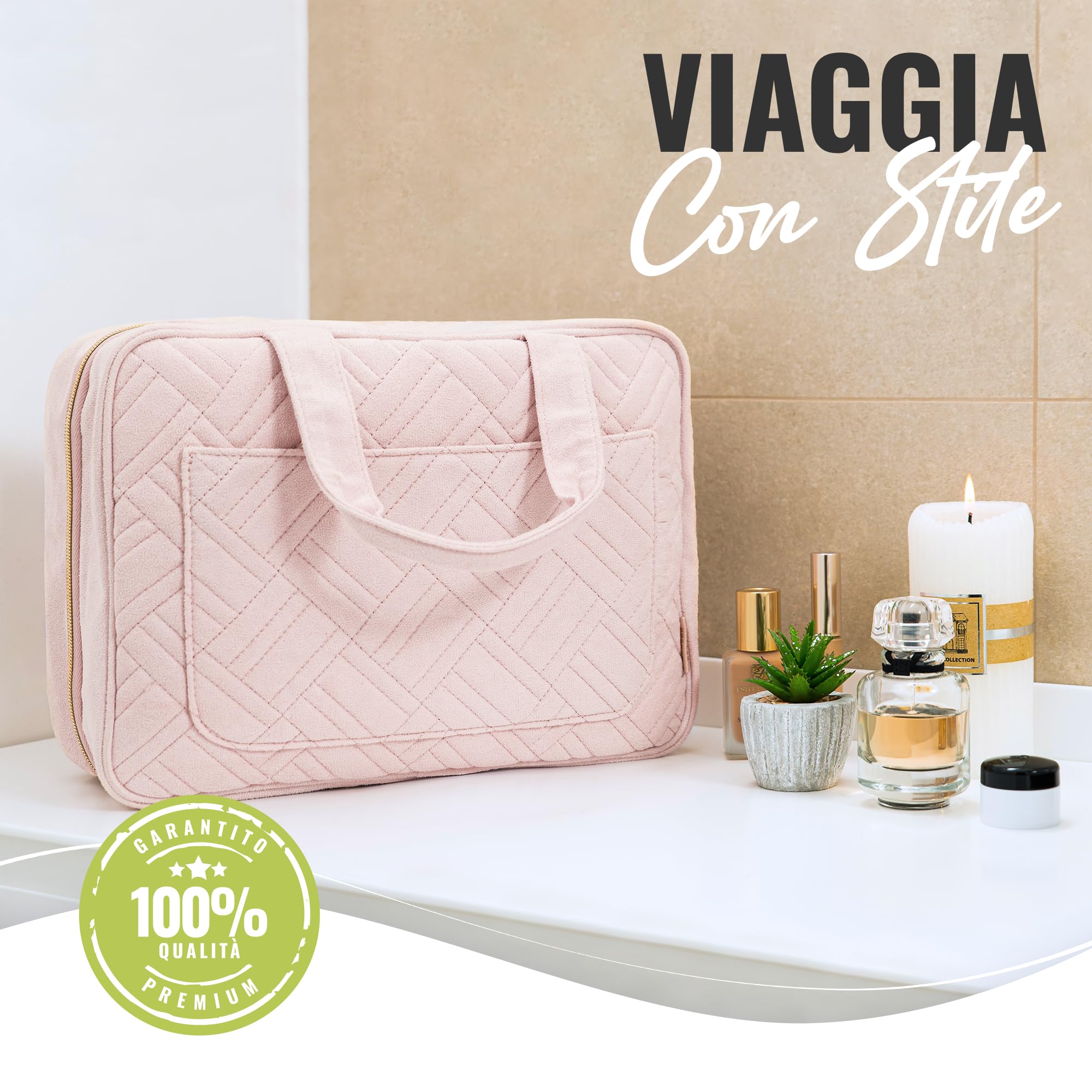 BOACAY Grande Beauty Case da Viaggio, Borsa da Toilette Appendibile per Donna e Ragazza, Trousse per Trucchi e Organizer per Cosmetici e Accessori
