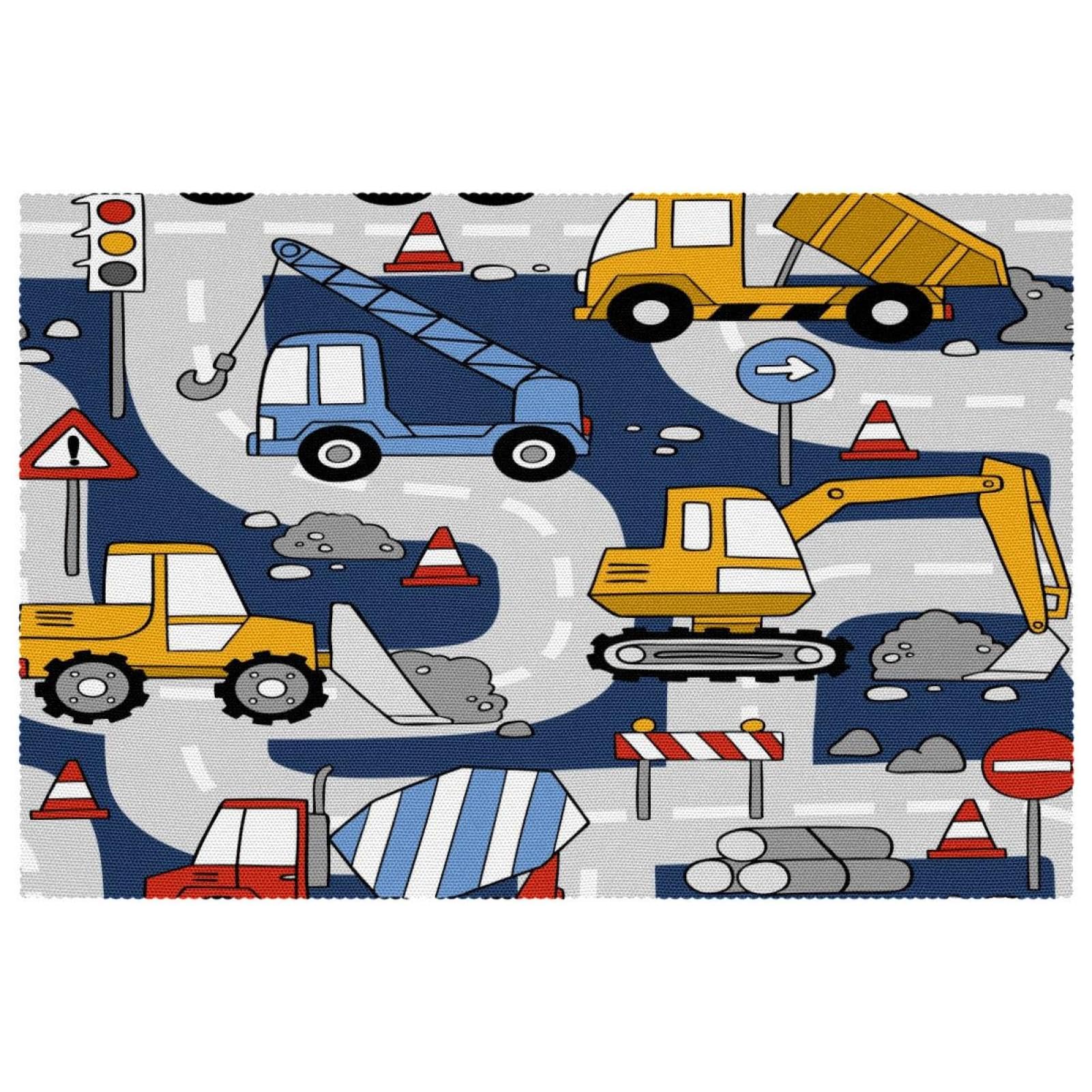 Set de table camion de chantier résistant chaleur lavable tissu