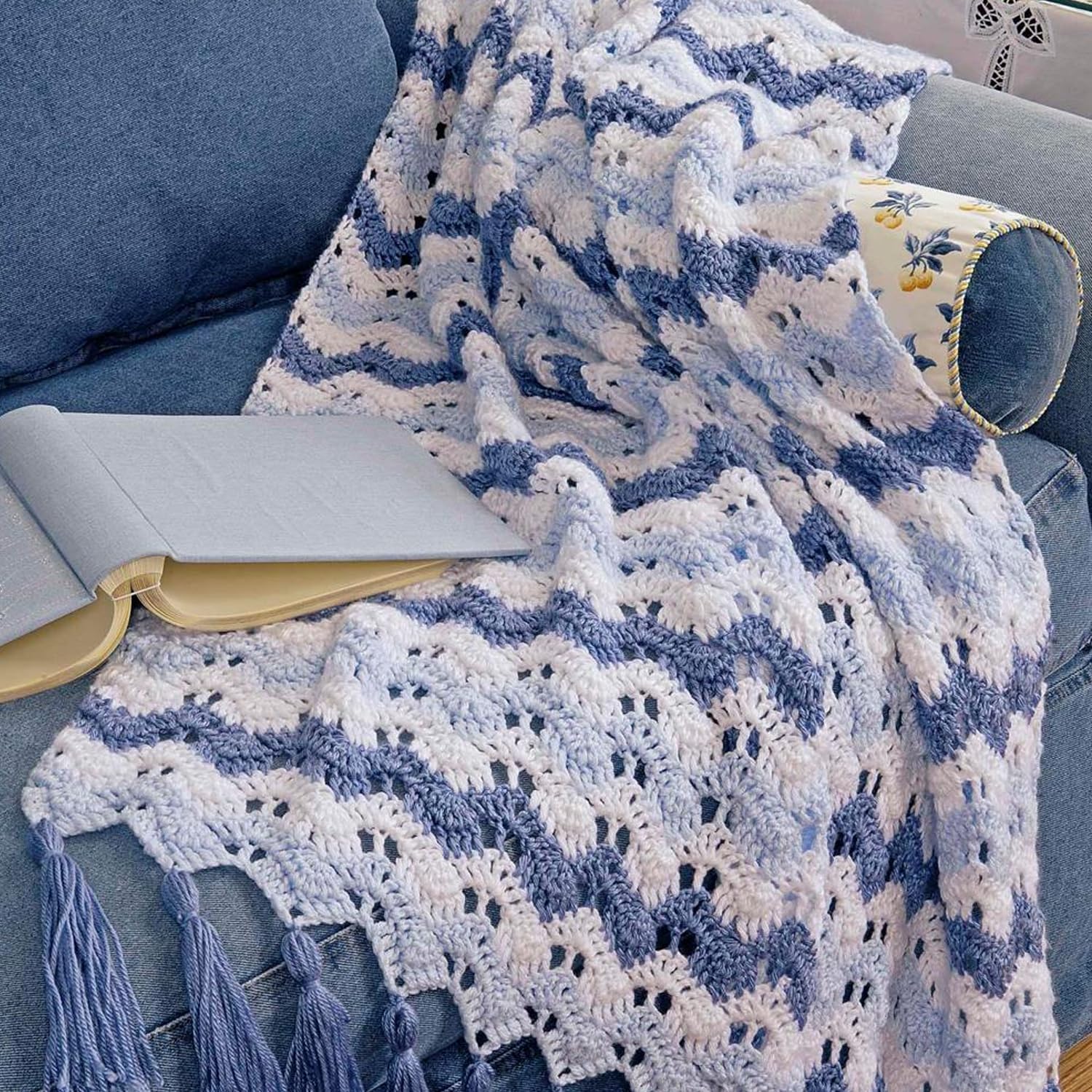 레저 예술은 리플 아프간 책을 크로셰 뜨개질하는 법을 배웁니다.-Freehip.co.kr