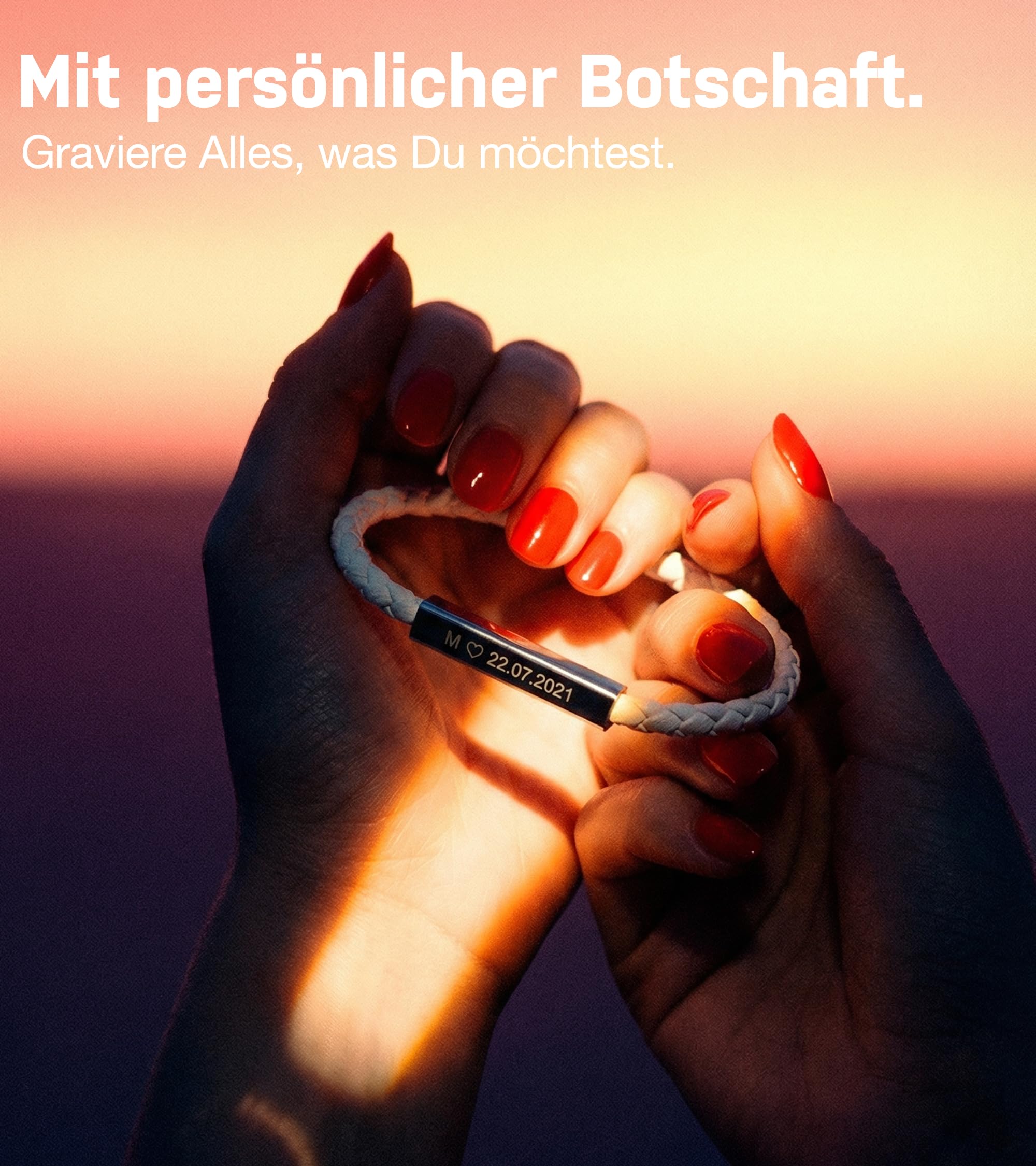 BAVELA Partnerarmbänder mit Gravur | Personalisierte Armbänder Magnetisch | Partnerarmband für Paare | Pärchen Armband | für Herren und Damen | Leder Armband mit Gravur