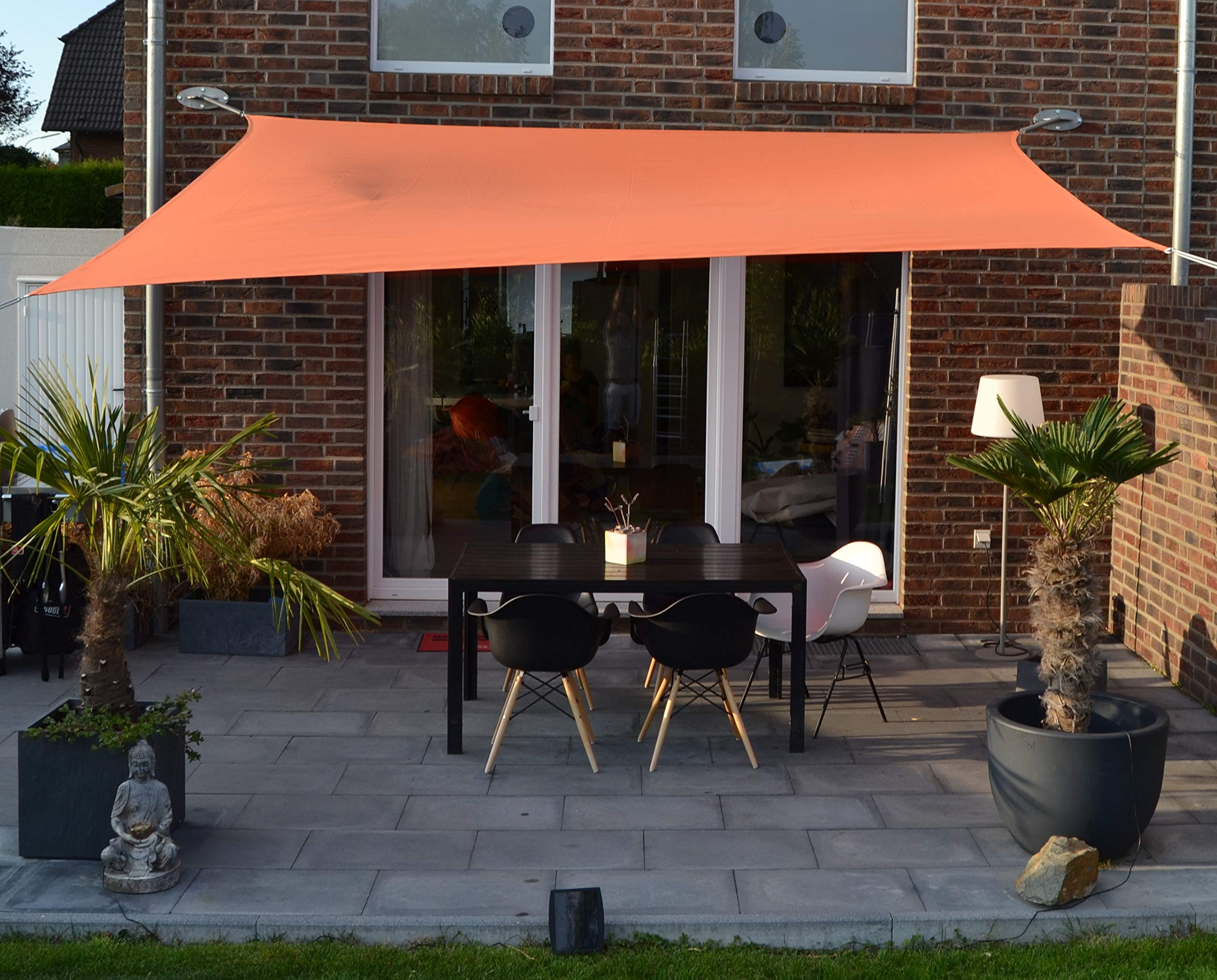 Peddy Shield Floracord 06-77-07-49 Vierecksonnensegel mit Regenschutz 3 x 4 m inklusive Zubehör mit dauerelastischen Spanngurten, terracotta, PSM06770749, Orange Garten