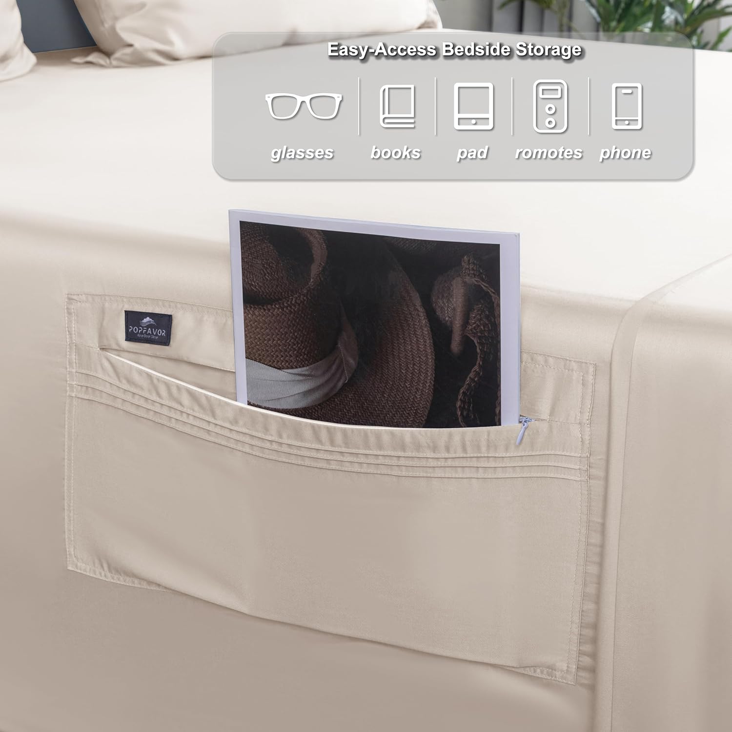 Queen Sheet Set, Cooling Sheets for Queen Size Bed Set, 100% Viscose Derived from Bamboo, Breathable & Soft Deep Pocket Up to 18", Hotel Luxury Silky Bedding for Hot Sleepers, (Ivory)