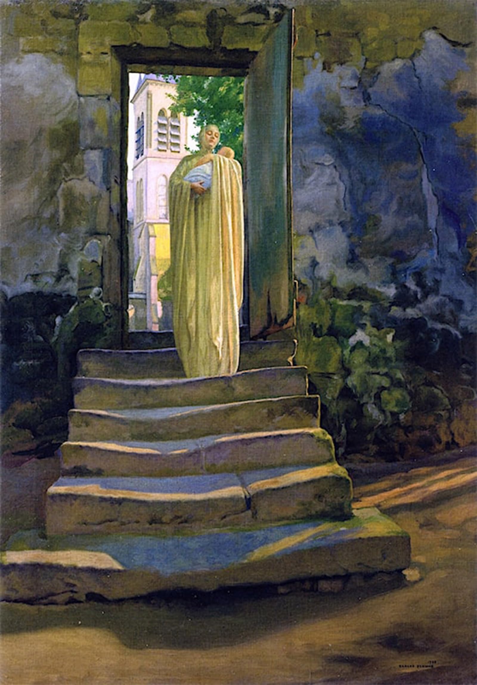 SERENDIPITP Abstract Painting Mural Print Picture Wall Decor Painting Maternity by Carlos Schwabe Vintage Wall Artwork for Home Decor 60x90cm