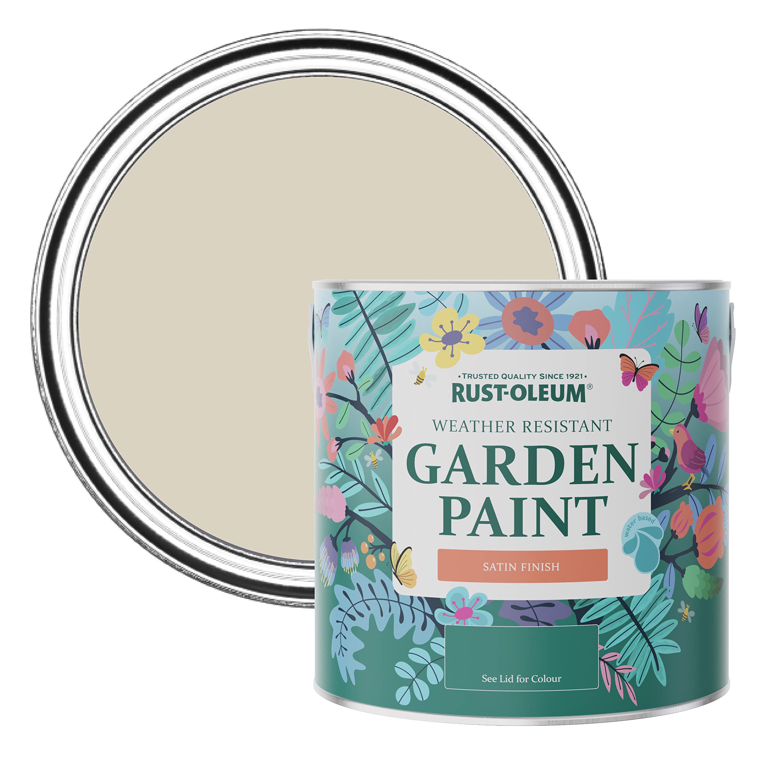 Rust-Oleum Hessian Beige Mould-Resistant Garden Paint In Satin Finish - 2.5L