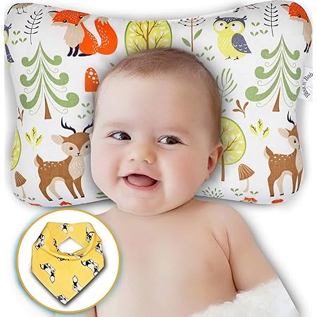 Bliss N Baby Head Shaping Pillow - Baby Pillow for Newborn Prevent Flat Head & Reflux - Perfect Infant Pillow, Cotton, Anti-Sweating & Pillow for Baby 0-12 Months - Gift Set