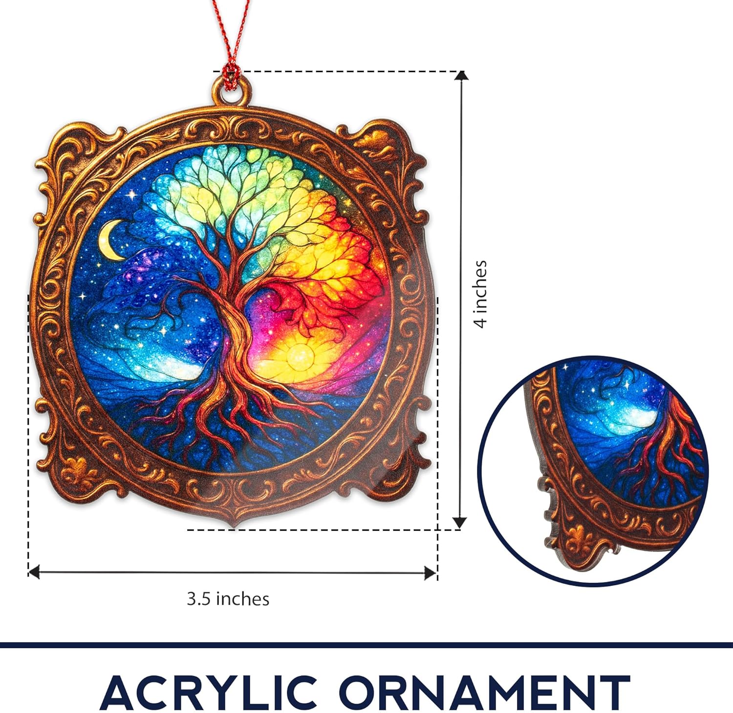 Condition photo showing New/Like New for Tree of Life, 2025 Christmas Ornaments, Xmas Ornament for Tree, Acrylic Christmas Ornaments, Suncatcher Effect Stained Glass Window Hanging, car Hanging Accessories Tree2