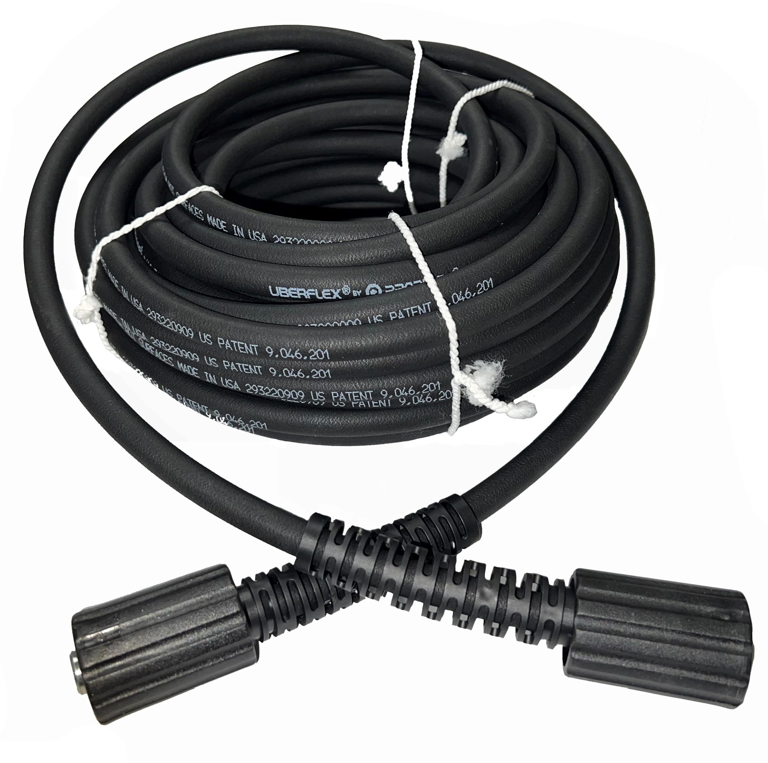Black UBERFLEX Kink Resistant Pressure Washer Hose 1/4" x 50' 3,400 PSI with (2) 22MM