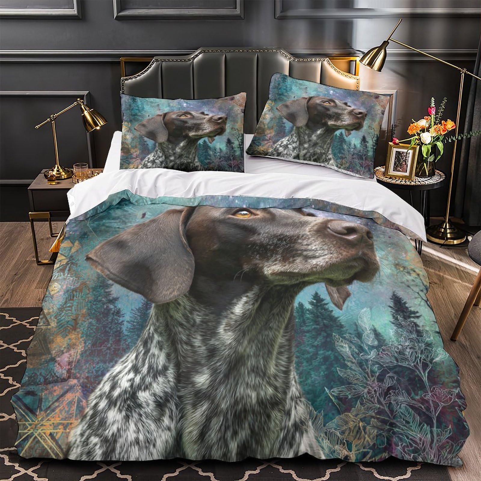 Housse de couette patte de chien pour un lit de couple douillet
