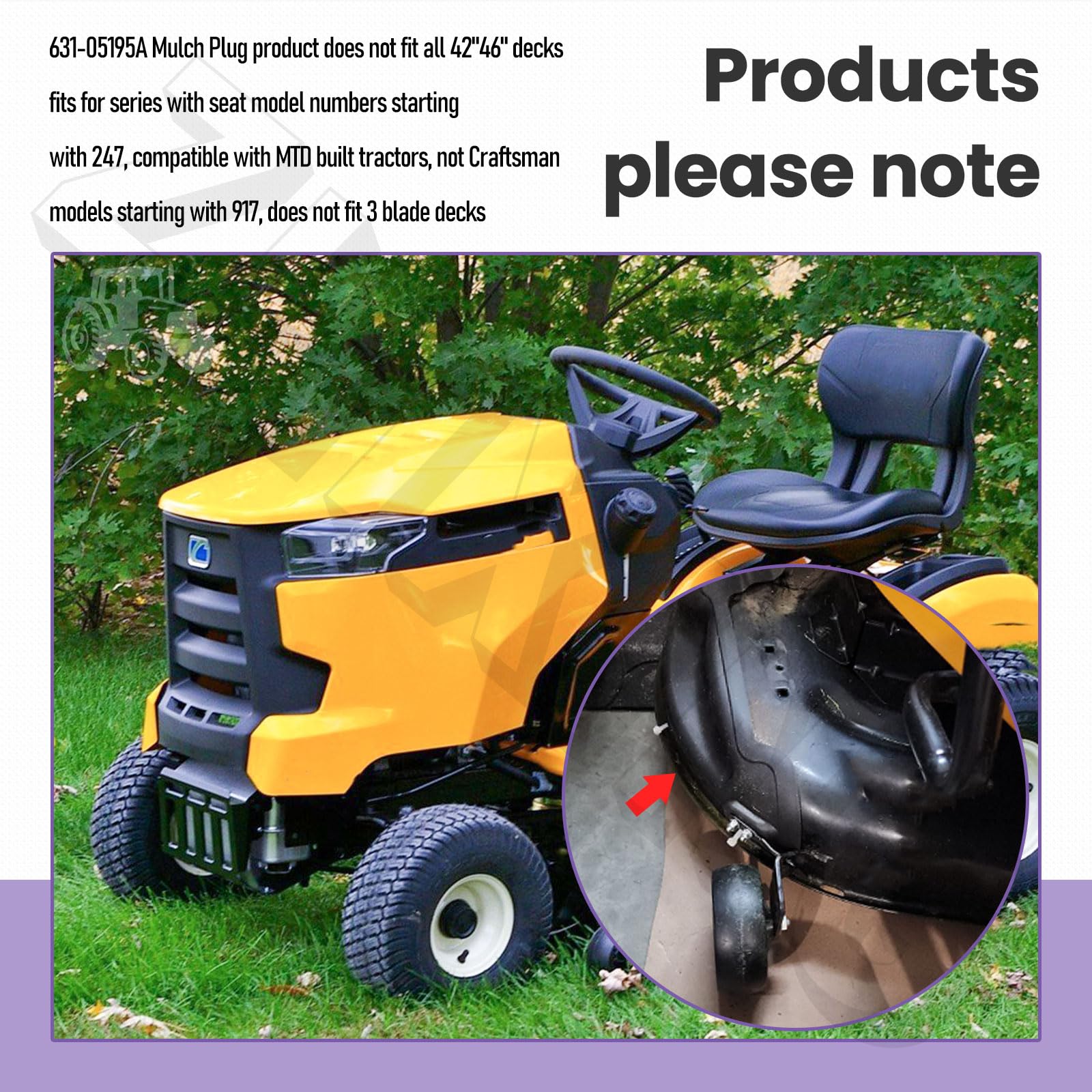 Riding Mower Mulch Plug For Lawn Mower Molded Mulch/Plug For Troy