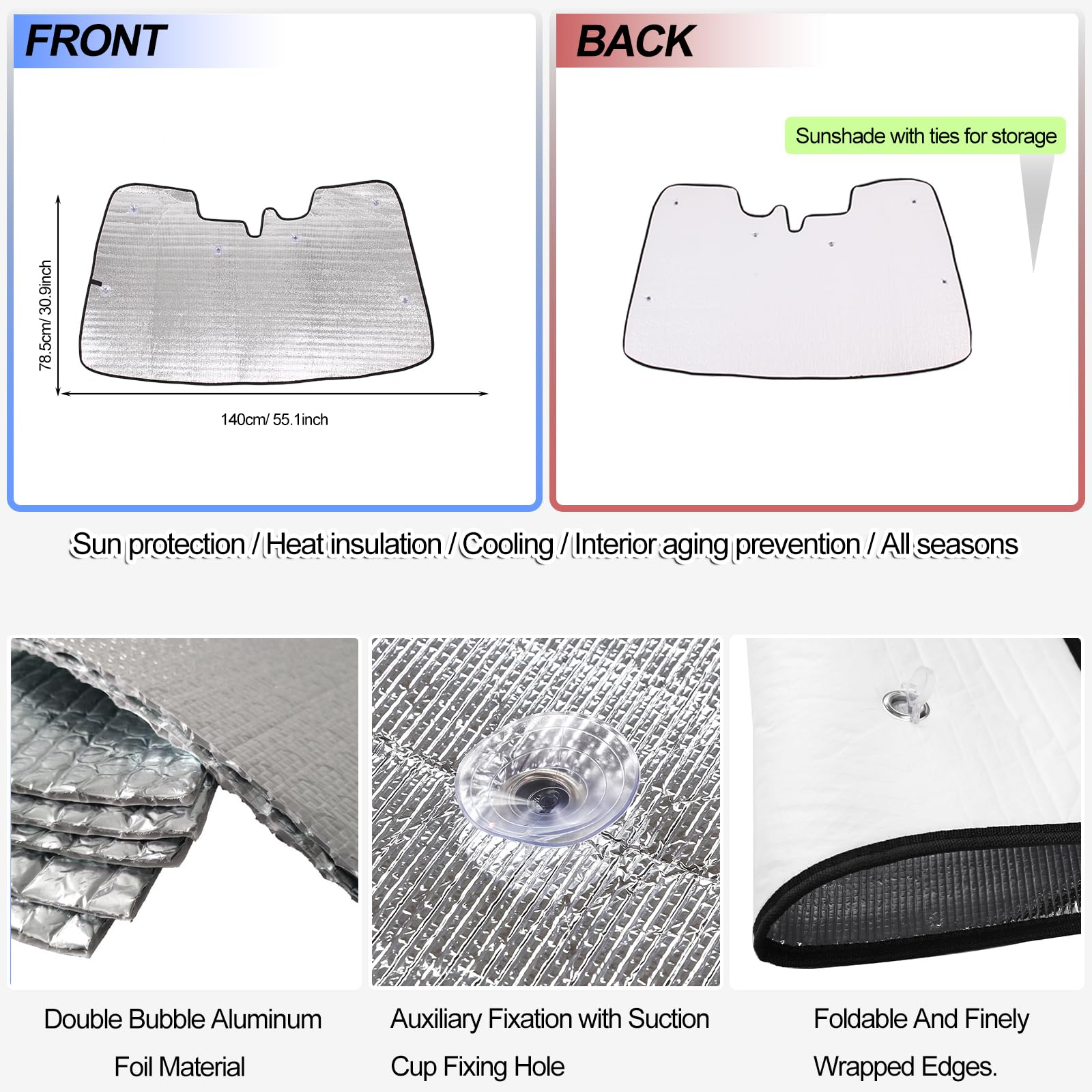 Parasol para parabrisas para Subaru Outback 2020-2024, parasol para ventana delantera, visera reflectante plegable, protector de pantalla, protector de pantalla UV, protector térmico que mantiene tu