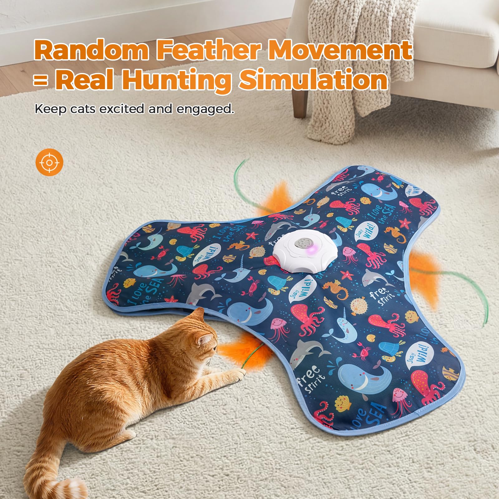 Giocattoli per gatti ricaricabili,Piume nascoste in movimento,Real Mouse Squeaky
