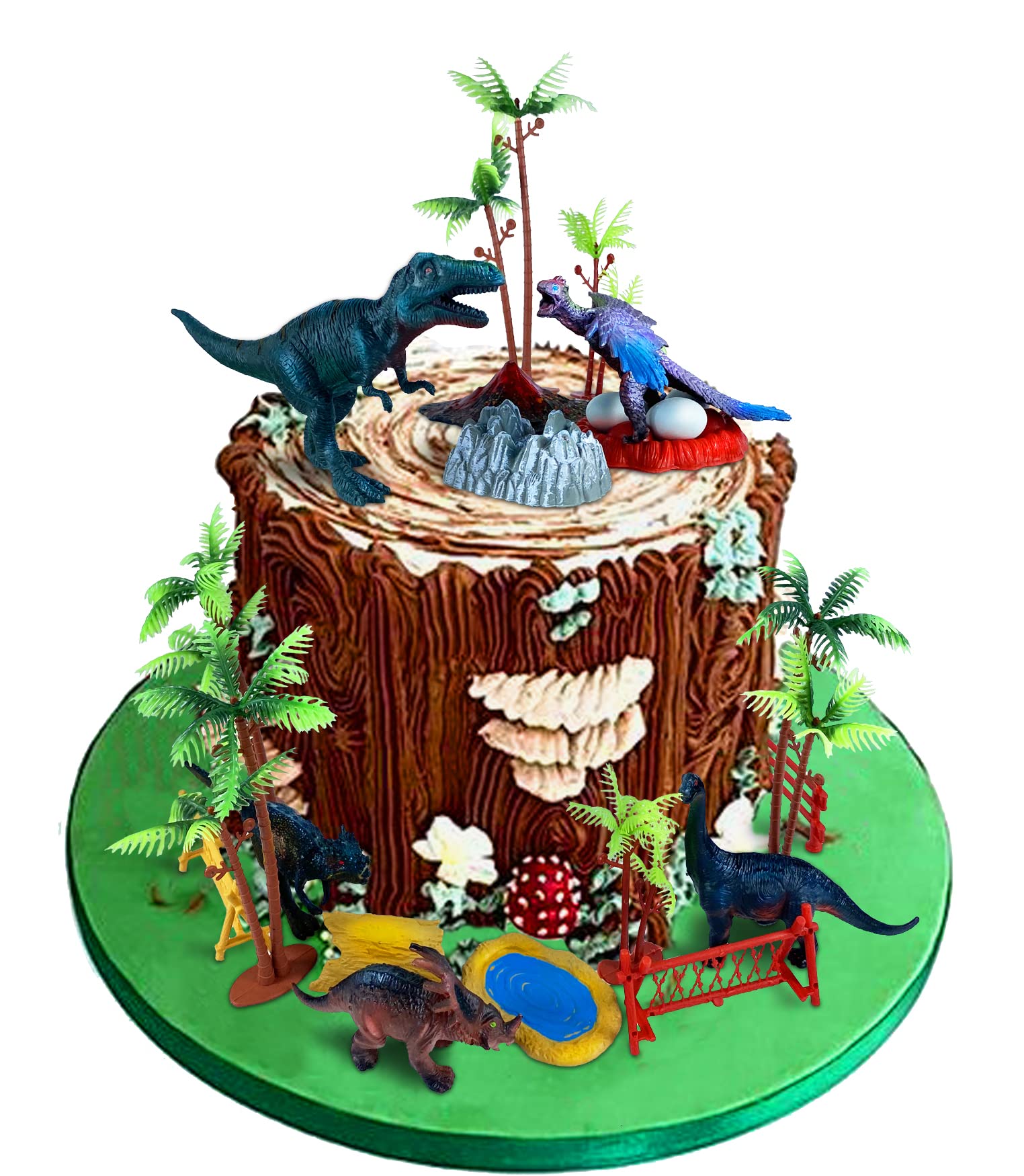 21 Pcs Dinosaur Cake Decorations, Dinosaurs Figures Toys for Kids Theme Birthday, Dino Cupcake Toppers for Boy's Girl's Birthday Baby Shower Dinosaur