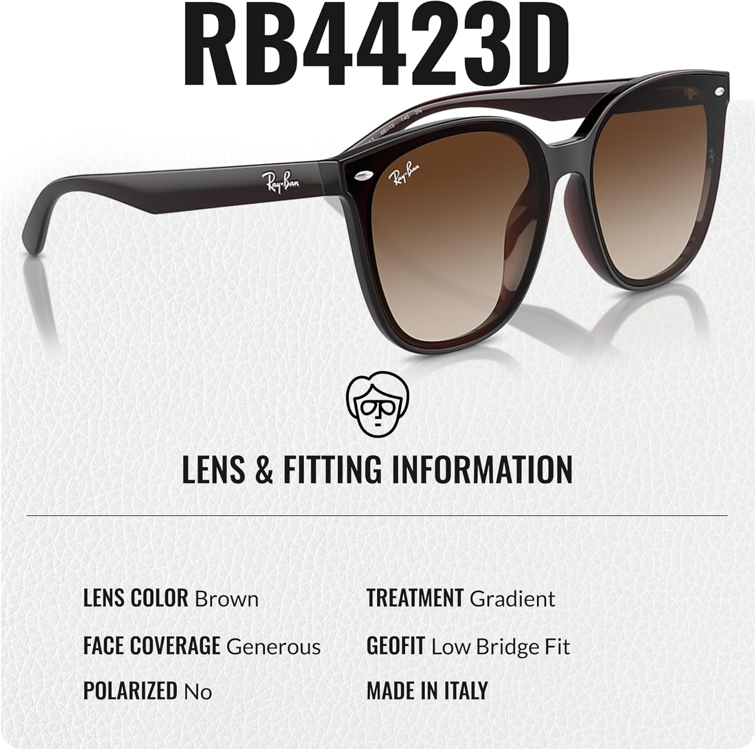 Ray-Ban RB4423D Square Shaped Sunglasses for Men & Women with Official RAYBAN Eyewear Kit