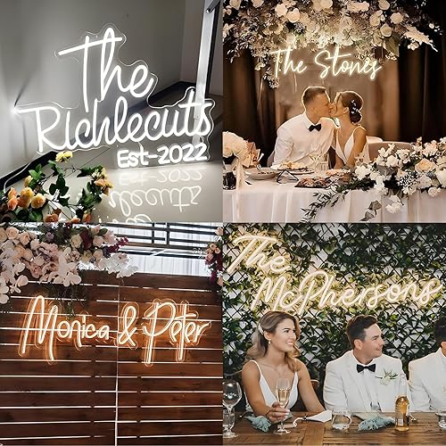 Miniatura 2 de HDJSIGN Letrero de neón personalizado para decoración de pared, letreros de luz de neón LED personalizables, letrero de boda personalizable,