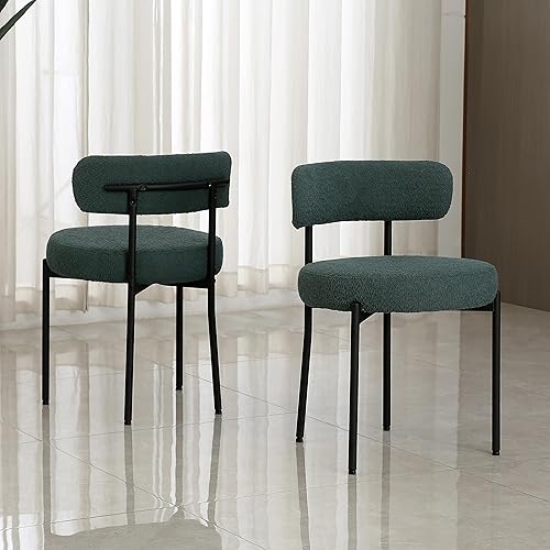 DYHOME Juego de 2 sillas de comedor verdes, sillas de comedor modernas de mediados de siglo, sillas de comedor de cocina, respaldo curvado, silla de