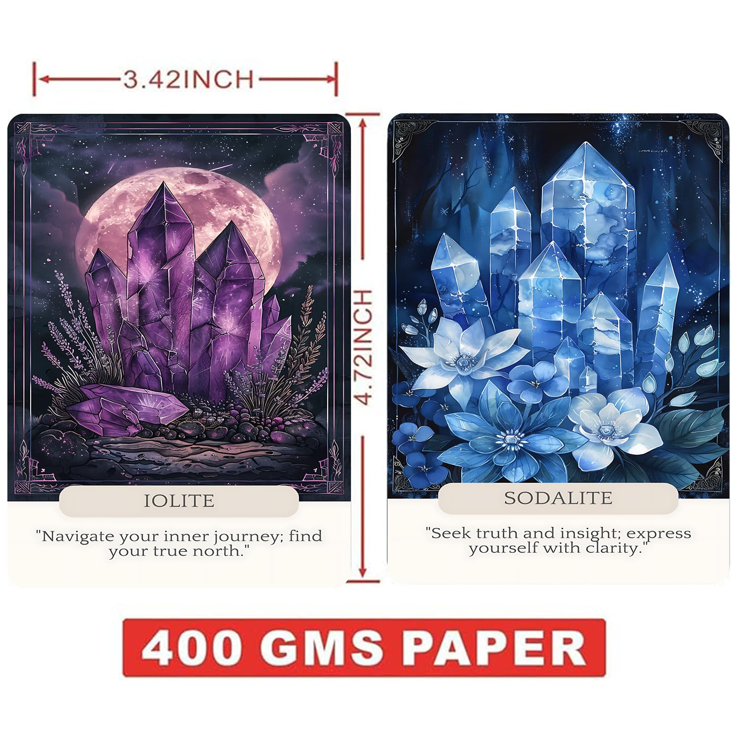 ZHQGYN Crystal Wisdom Plant Oracle Cards, Oracle Cards for Beginners, 44 Oracle Card Deck, and Witchcraft Divination Card are Designed to Inspire and Guide (3.42“ × 4.72