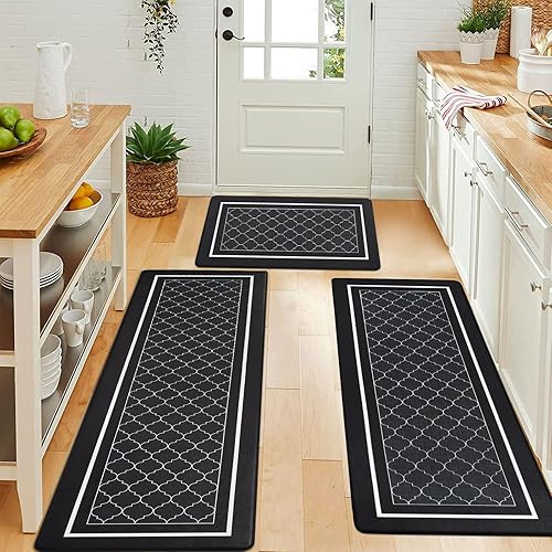 Miniatura 3 de ASPMIZ Juego de 3 tapetes modernos para cocina, antideslizantes, impermeables, acolchados, antifatiga, lavables, para el suelo de la cocina, tapete