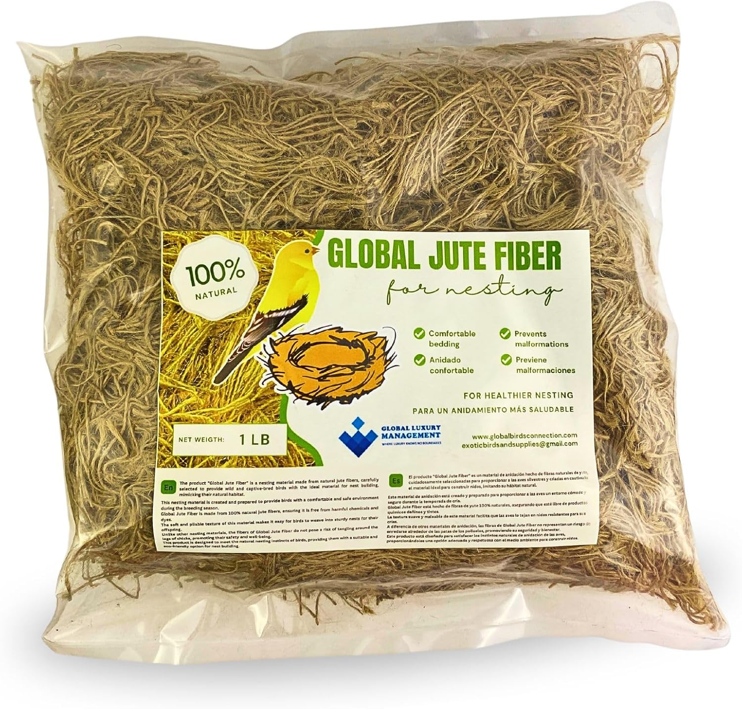 100% natural fiber jute material for bird nest, canary, finch, parakeet, exotic birds , nest box, nesting materials, Natural Bird Nesting Materials, mixing nesting material, cage supply.(1Lb)