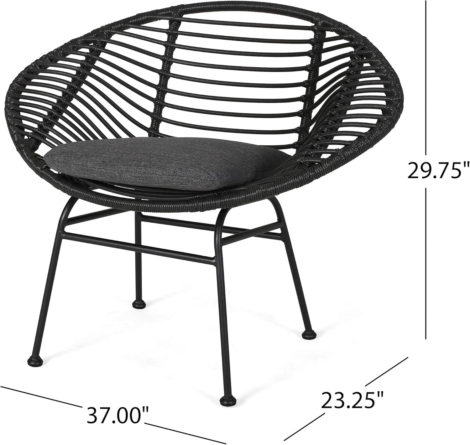 Christopher Knight Home Aleah Indoor Woven Faux Rattan Chairs with Cushions (Set of 2), Dark Gray Finish