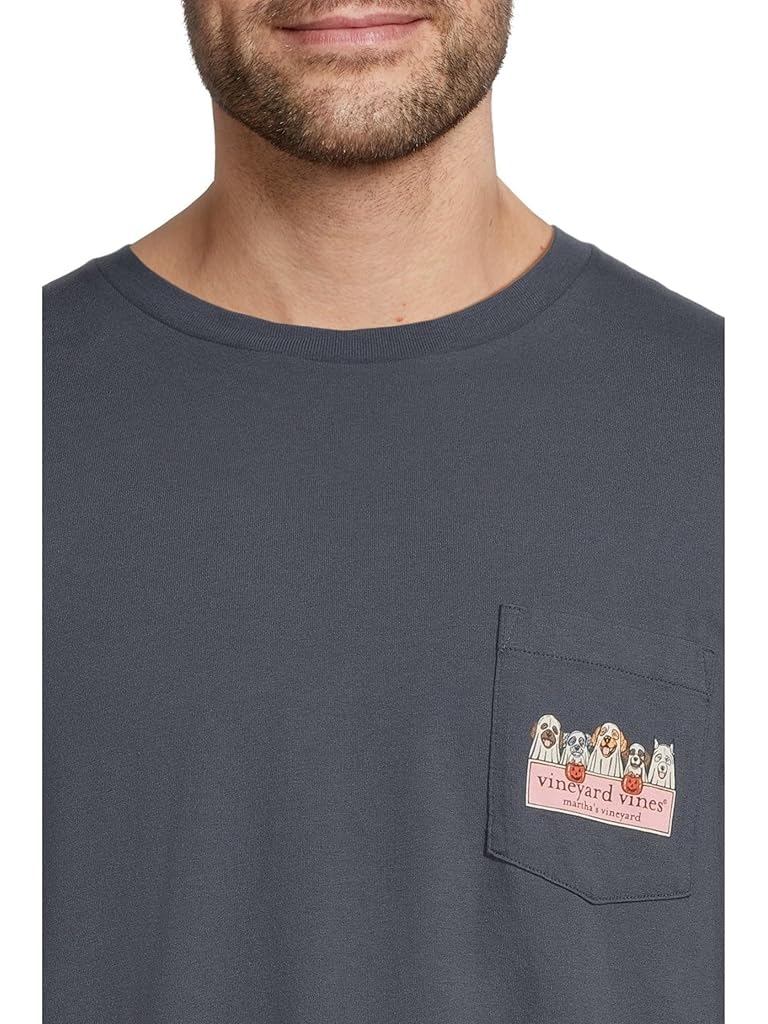 Blue Vineyard Vines Ghost Pups Logo Box Long-sleeve Pocket Tee