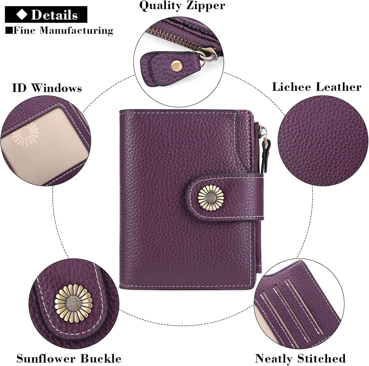 FALAN MULE Small Wallet for Women Leather Bifold Compact Small Womens Wallet with RFID Blocking