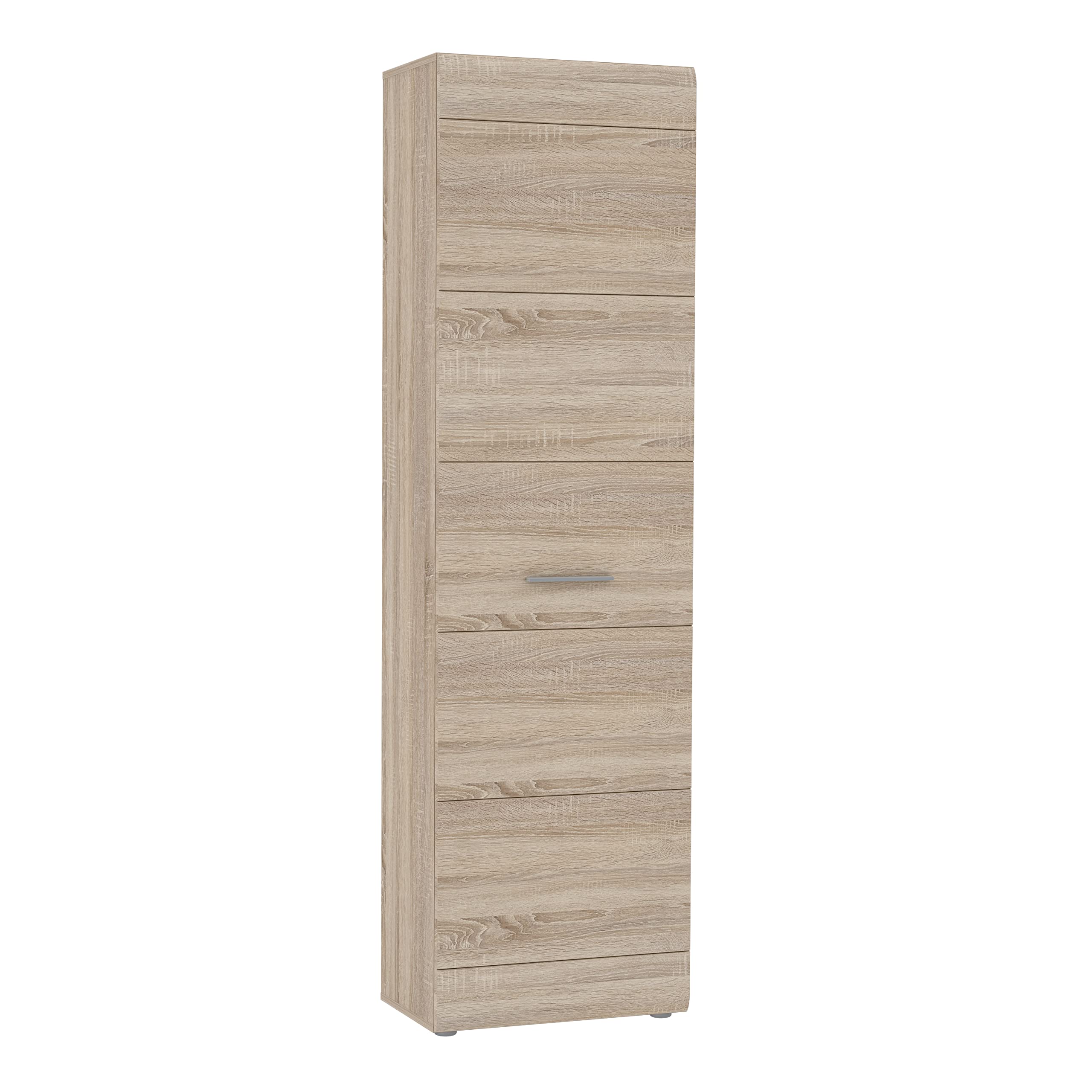 FORTE COMBINO SPEZIAL Schrank 55, Kleiderschrank klein Flurschrank schmal Garderobenschrank 1-türig mit Einlegeboden und Kleiderstange, Holzdekor: Sonoma Eiche, 55 cm breit x 194 cm hoch x 35 cm tief