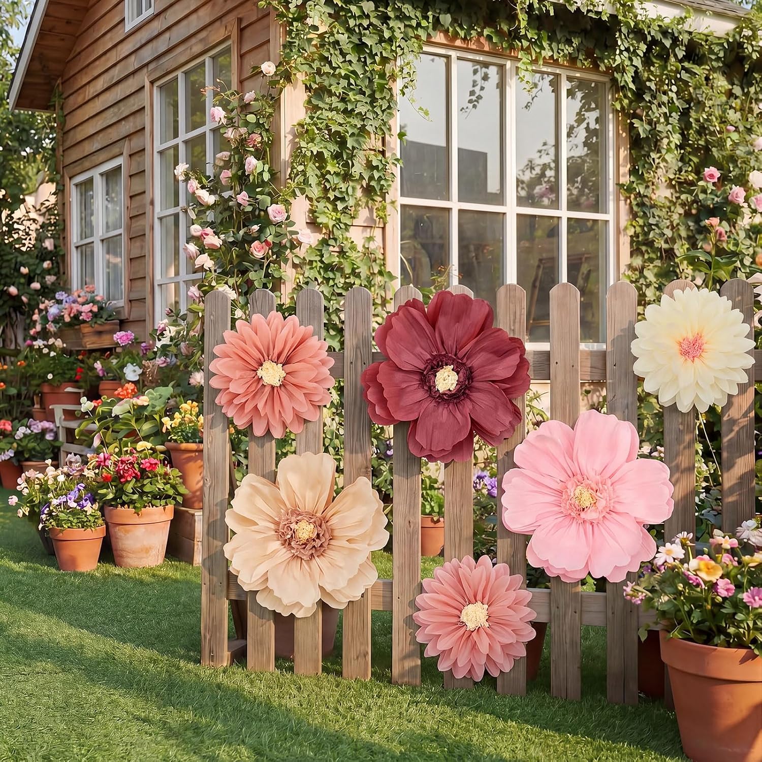 Lerheedi 6 Pcs Rose Color 31.5" 20" Giant Tissue Paper Flowers Decor