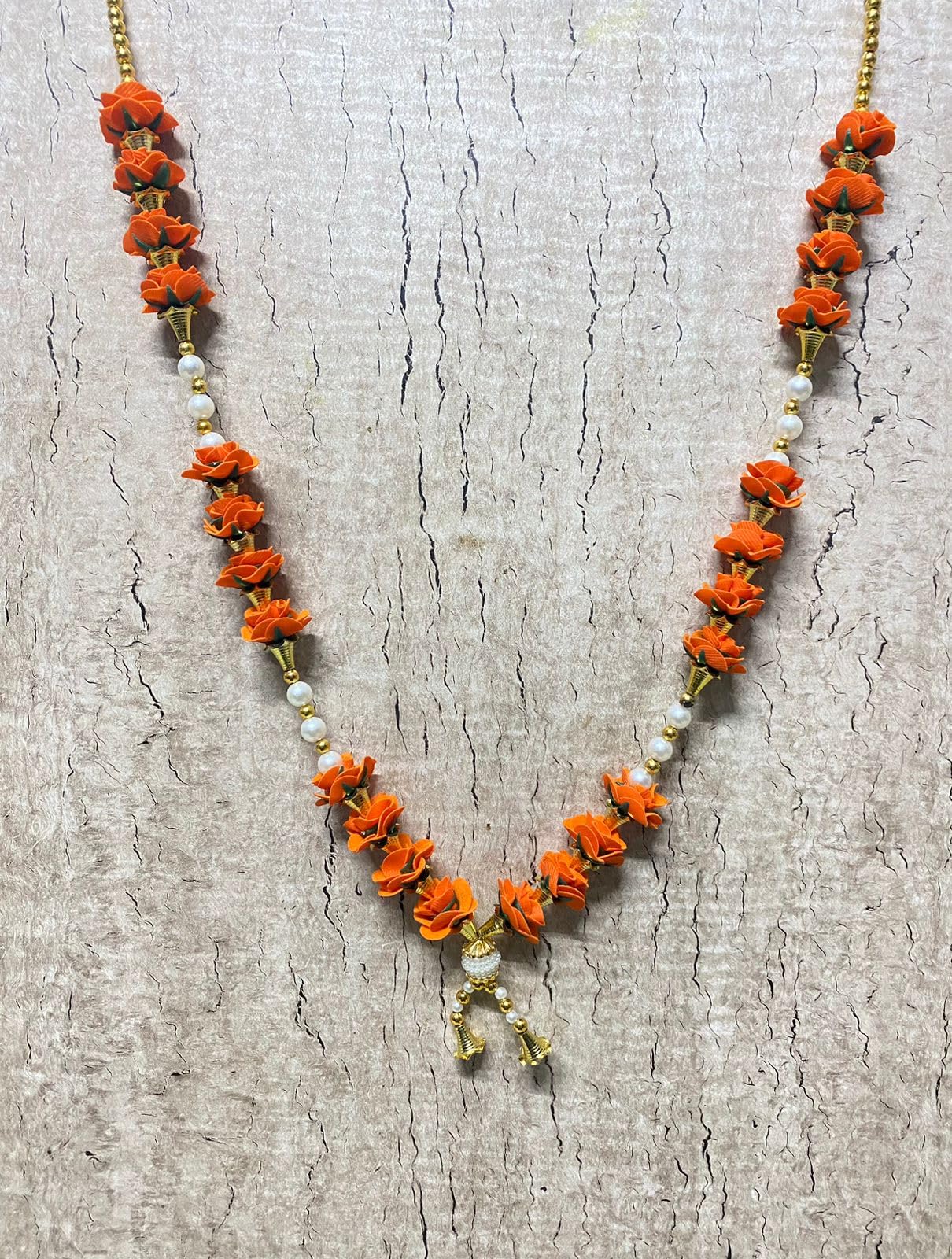 CROWNNIMREET 21 Inch Big Size Artificial Foam Flower Garland for Photo Frame and God Idol/Pearl Moti Gulab Mala Haar for Loved One (Orange) (B0BY97C6YV) Amazon Price History, Amazon Price Tracker