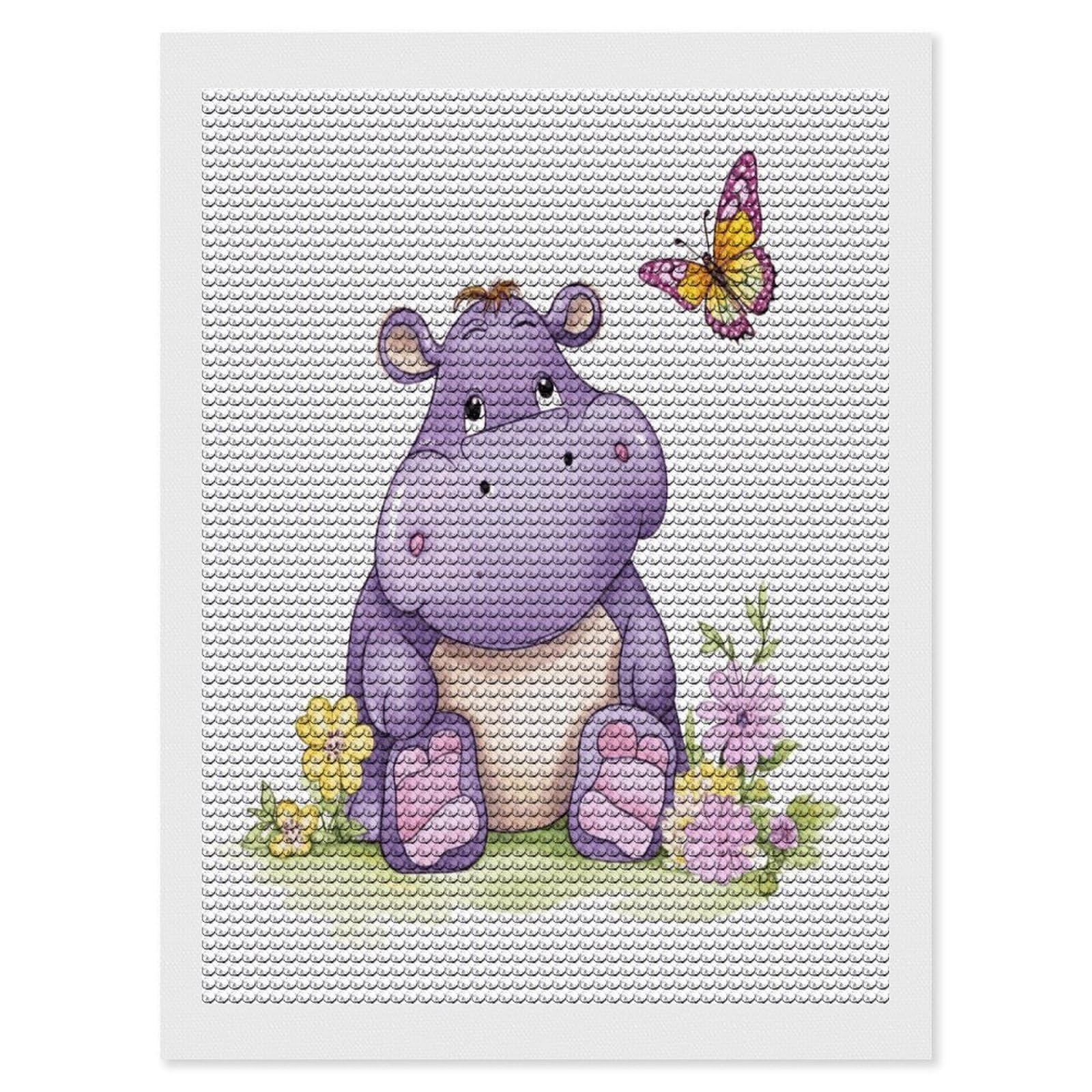 FekiLoot Butterfly and Hippo Paint by Numbers Kit for Adults Beginner DIY Diamond Dots Paintings Round Full Drill Diamond Art Kits Picture Diamond Art Painting Kits for Home Decor 12"x16"