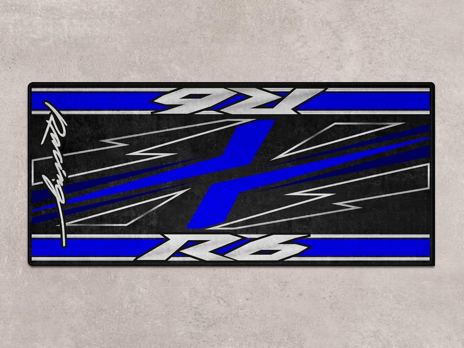 MPM Motorcycle Mat for R6 Washable Non-Slip Oil & Water Resistant Parking Pitmat for Garage, Showroom, Workshop Use | Blue - Size 1: 86.6 x 39.4/220 x 100 cm