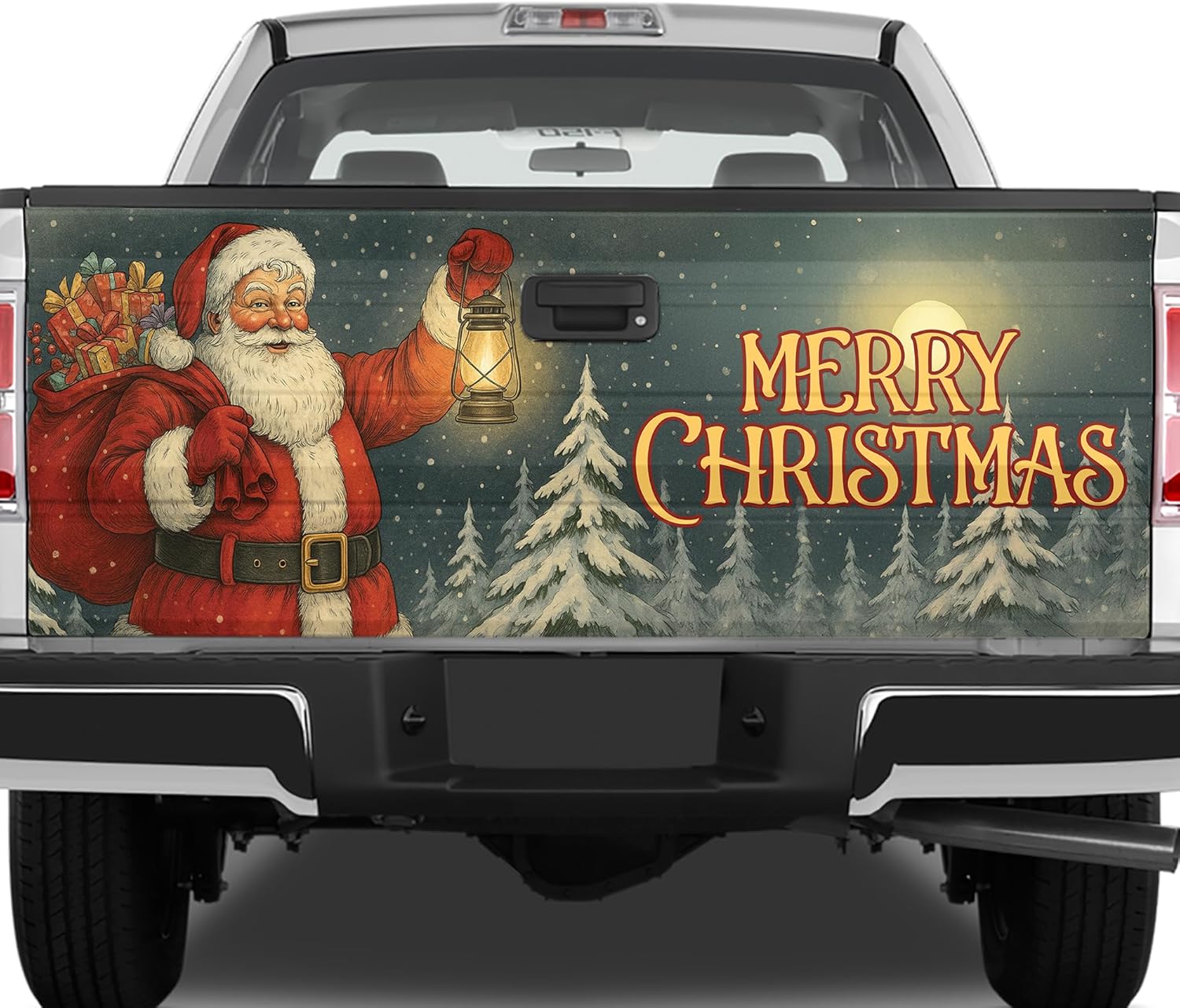 ThangPham Shop Christmas Santa Claus Tailgate Wrap – Holiday Truck Decoration (Style 2)