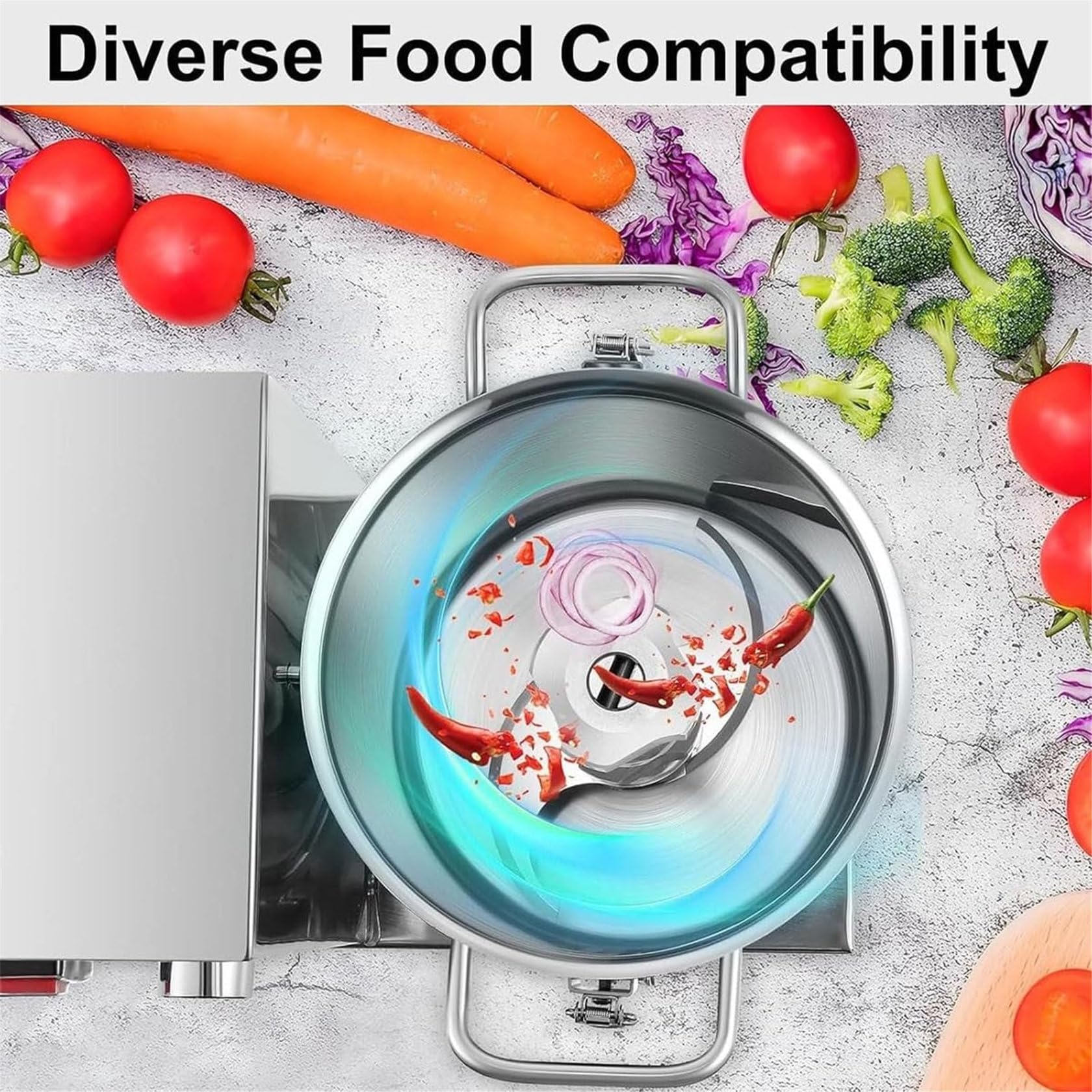 Picadora de verduras automática comercial, trituradora procesadora de alimentos de carne de acero inoxidable, para cubos de zanahorias, patatas y cebollas 15L