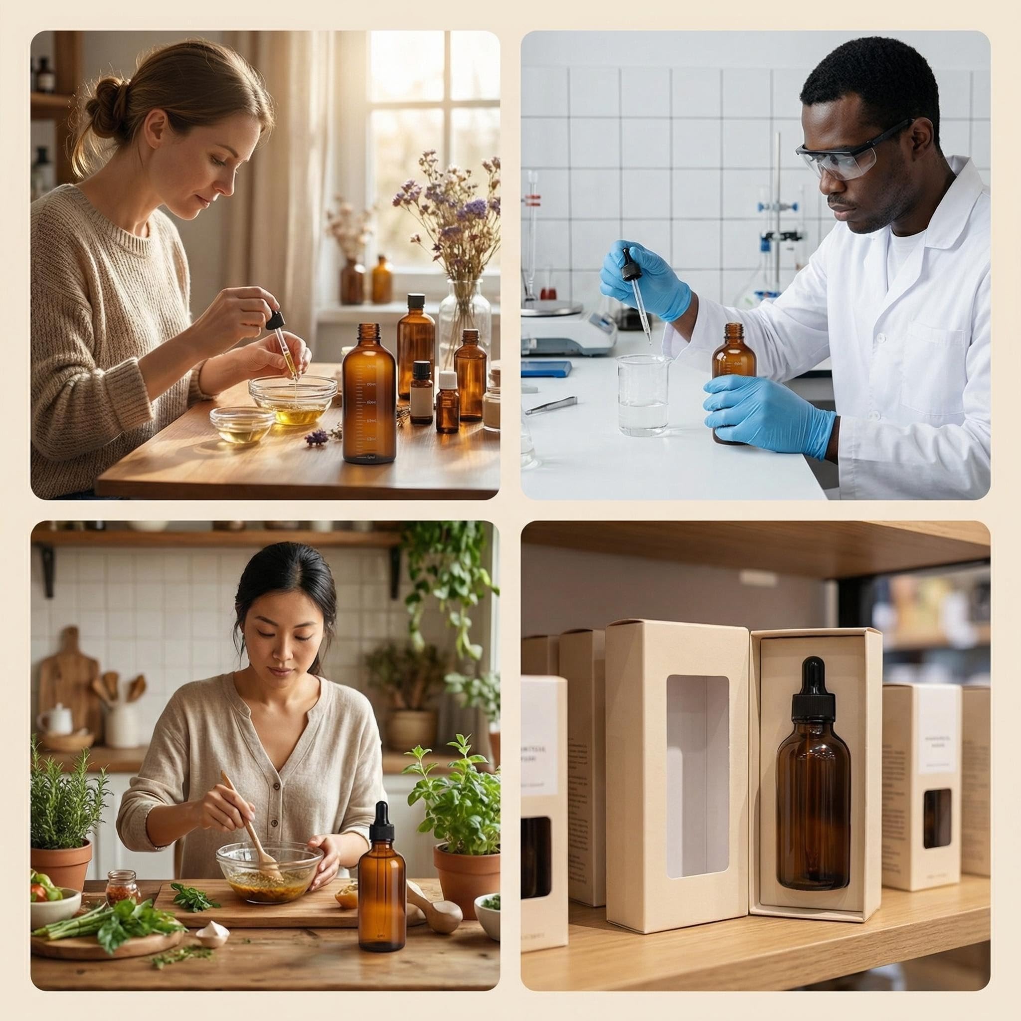 3 botes de cristal vacíos de color ambar, recargables, con gotero graduado, para aceite esencial, cosméticos y líquidos, recipiente con gotero de pipeta de vidrio