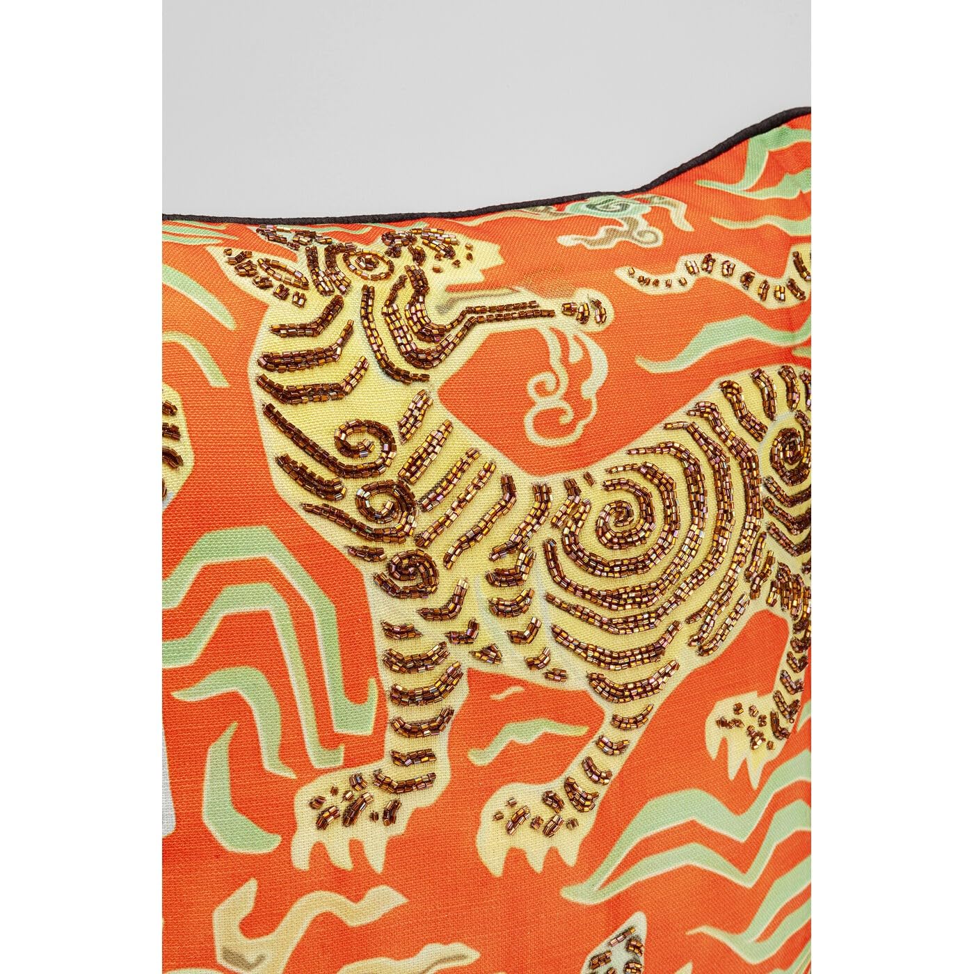 Kare Design Kissen Tiger Love, Rot, Mehrfarbig, 45x45 cm, Motiv Tiger, Abnehmbarer Bezug mit Reißverschluss, Dekokissen inklusive Füllung, Zierkissen, Sofakissen