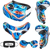 Vista 62 de Relohas Accessories for Oculus Quest 2, VR Accessory Set for Meta Quest 2, Include Controller Grip Leather Cover, VR Shell Cover, Face Cover, The